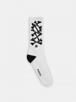 Calcetines Amiri Bones Stacked Socks Hombre Blancos Negros | RKFLXJ-470