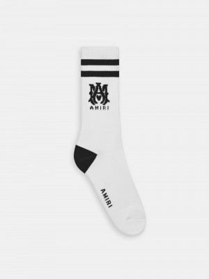 Calcetines Amiri Ma Core Logo Socks Hombre Blancos Negros | GKXWFO-408