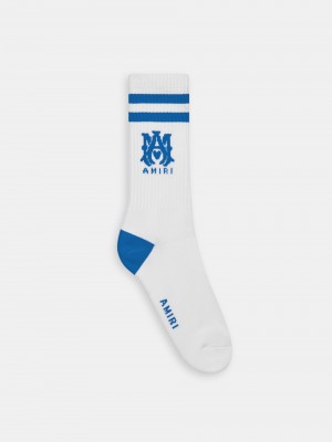 Calcetines Amiri Ma Stripe Socks Hombre Blancos Azules | SLAUKC-617