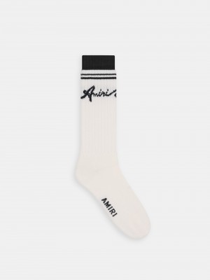 Calcetines Amiri Wave Socks Hombre Negros | HWJIQV-185