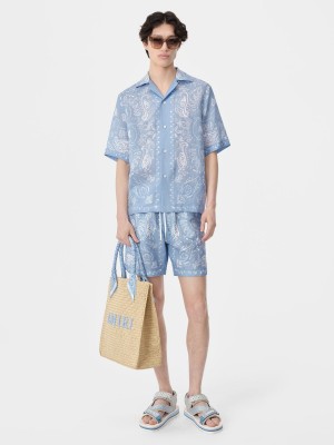 Camisas Amiri Bandana Watercolor Camp Shirt Hombre Cerulean | LEHNWB-472