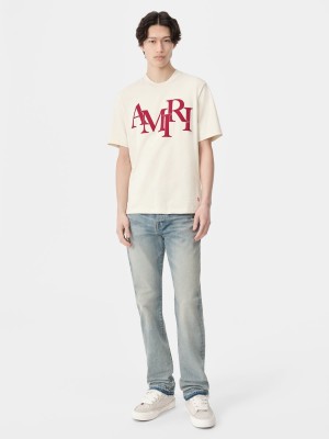 Camiseta Amiri Staggered Tee Hombre Birch | RYTGAQ-174