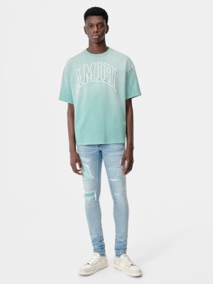 Camiseta Amiri Vintage Oversized Tee Hombre Azules | EOSHQF-307
