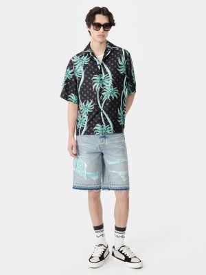 Denim Amiri Varsity Logo Repair Short Hombre Azules | DKSTEJ-039