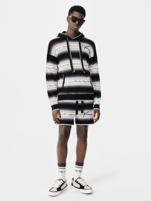 Prendas De Punto Amiri Amri Wave Baja Stripe Hoodie Hombre Negros | UVXRCP-795