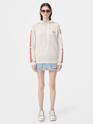 Prendas De Punto Amiri Bones Hoodie Mujer Alabaster | VAKZFX-451
