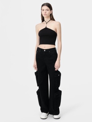 Prendas De Punto Amiri Stacked Halter Top Mujer Negros | WAYMNP-985