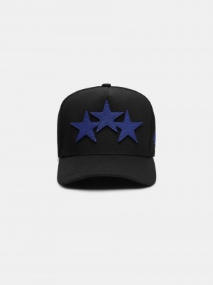 Sombreros Amiri Three Star Staggered Full Canvas Hat Hombre Negros Azules | ITSGEZ-485