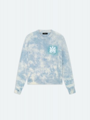 Sudaderas Amiri Crystal Crewneck- Ashley Blue Hombre Azules | VQZGOD-918