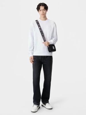 Sudaderas Amiri Ma Shotgun Embroidered Crew Hombre Blancos | UTCPWI-248