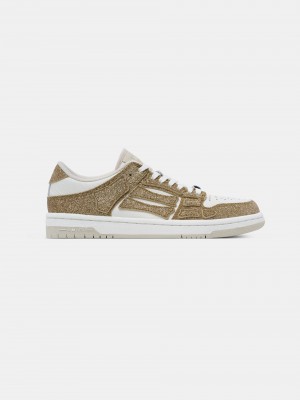 Tenis Amiri Shimmer Skel-top Low Mujer Blancos Dorados | CEUBZX-560
