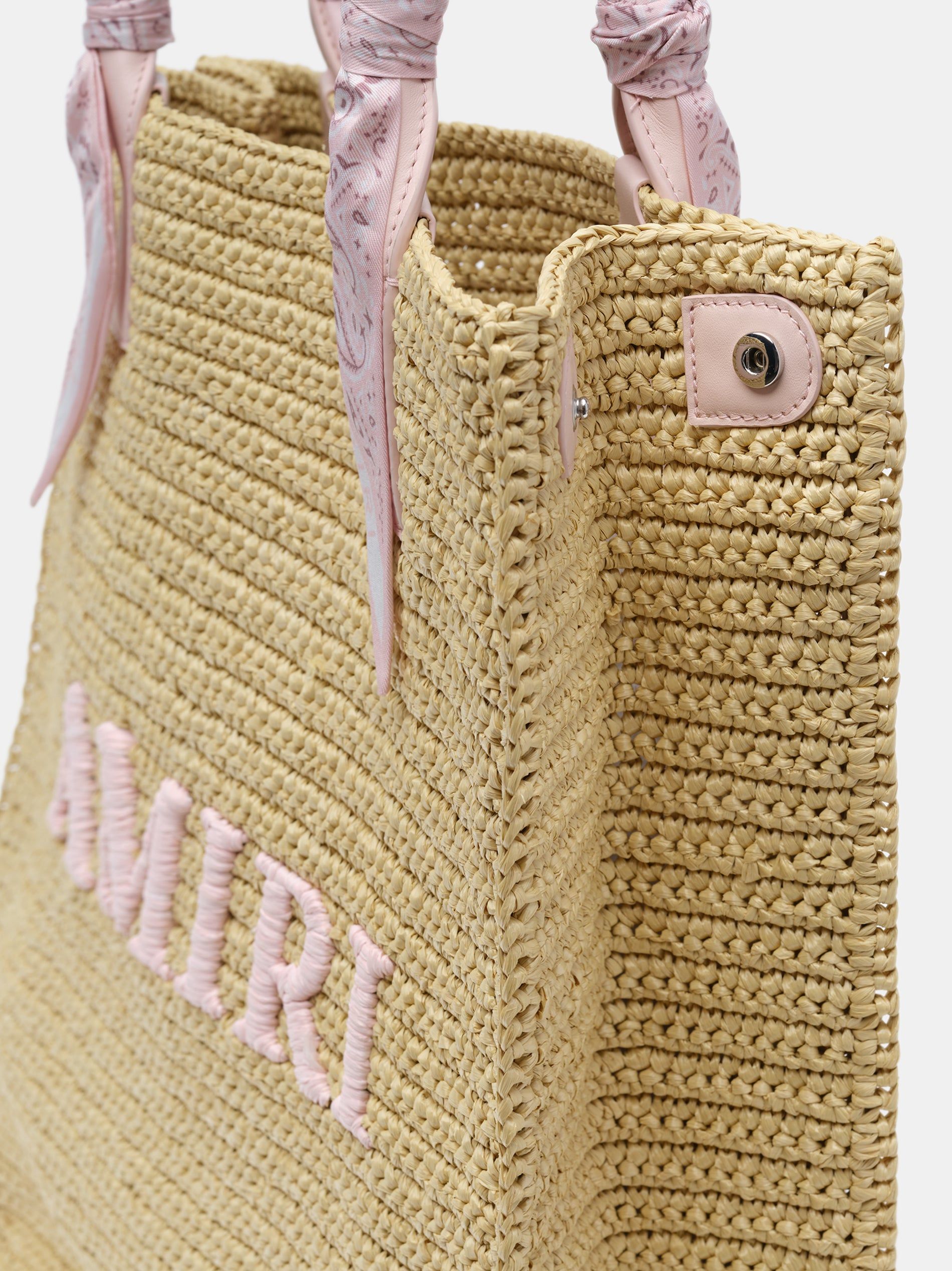 Bolsas Amiri Raffia Tote Hombre Rosas | SXDLYQ-760