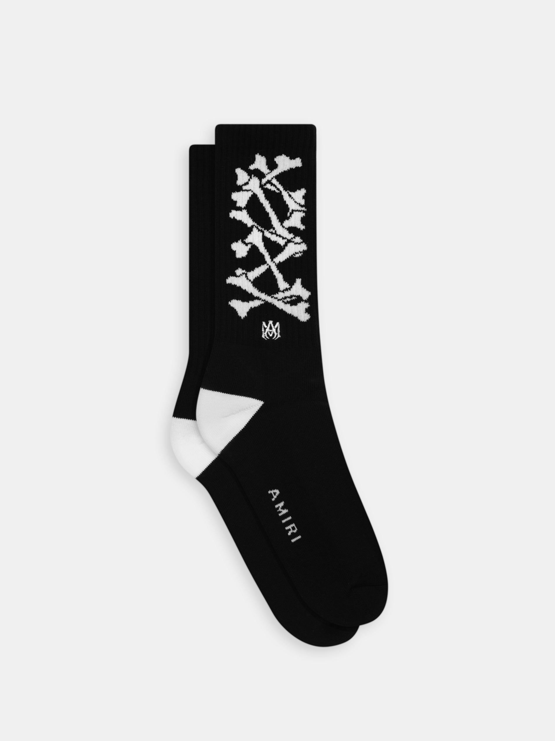Calcetines Amiri Bones Stacked Socks Hombre Negros Blancos | QSWYKT-517