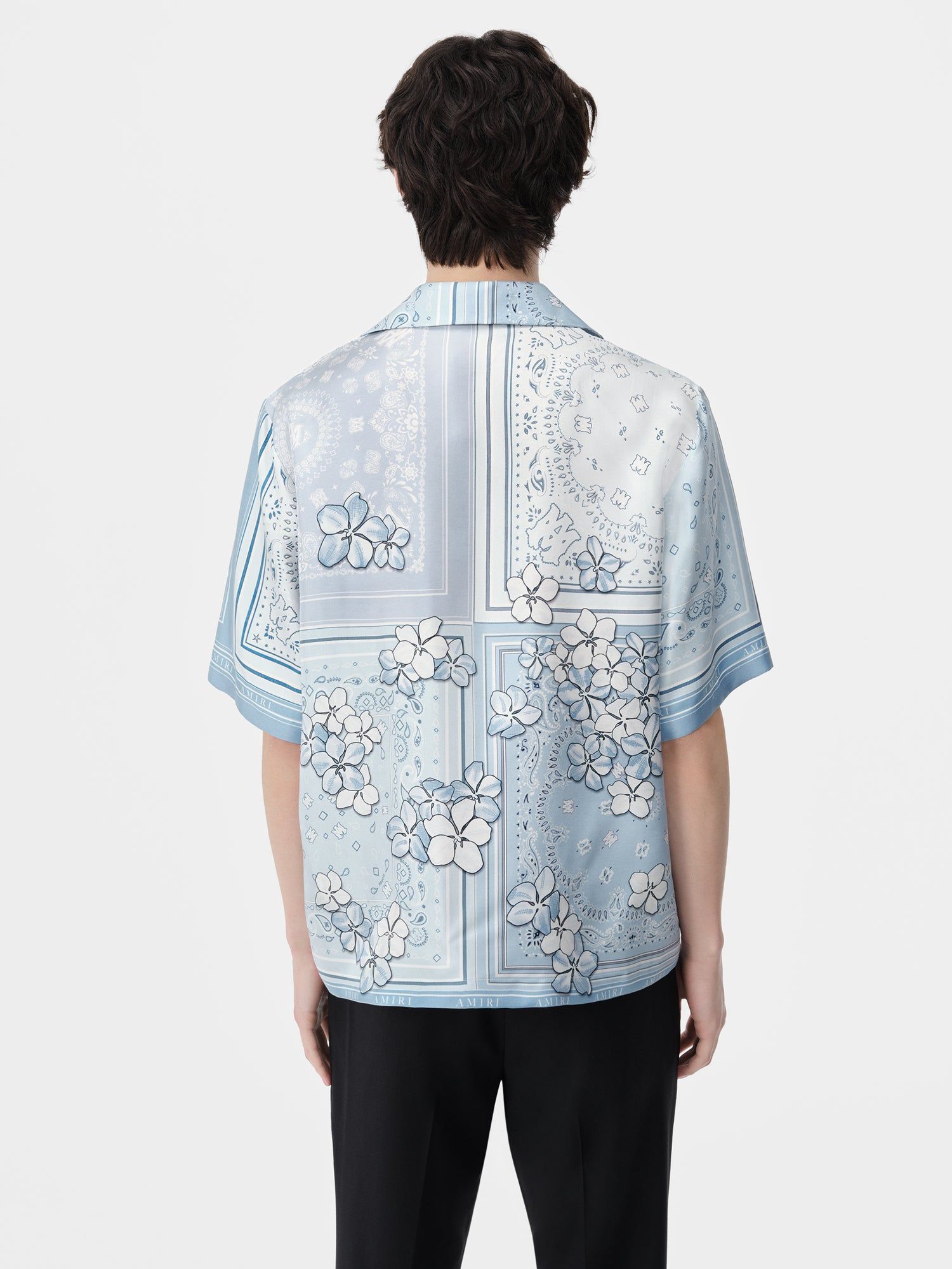 Camisas Amiri Bandana Floral Bowling Shirt Hombre Cerulean | CZQWJT-273