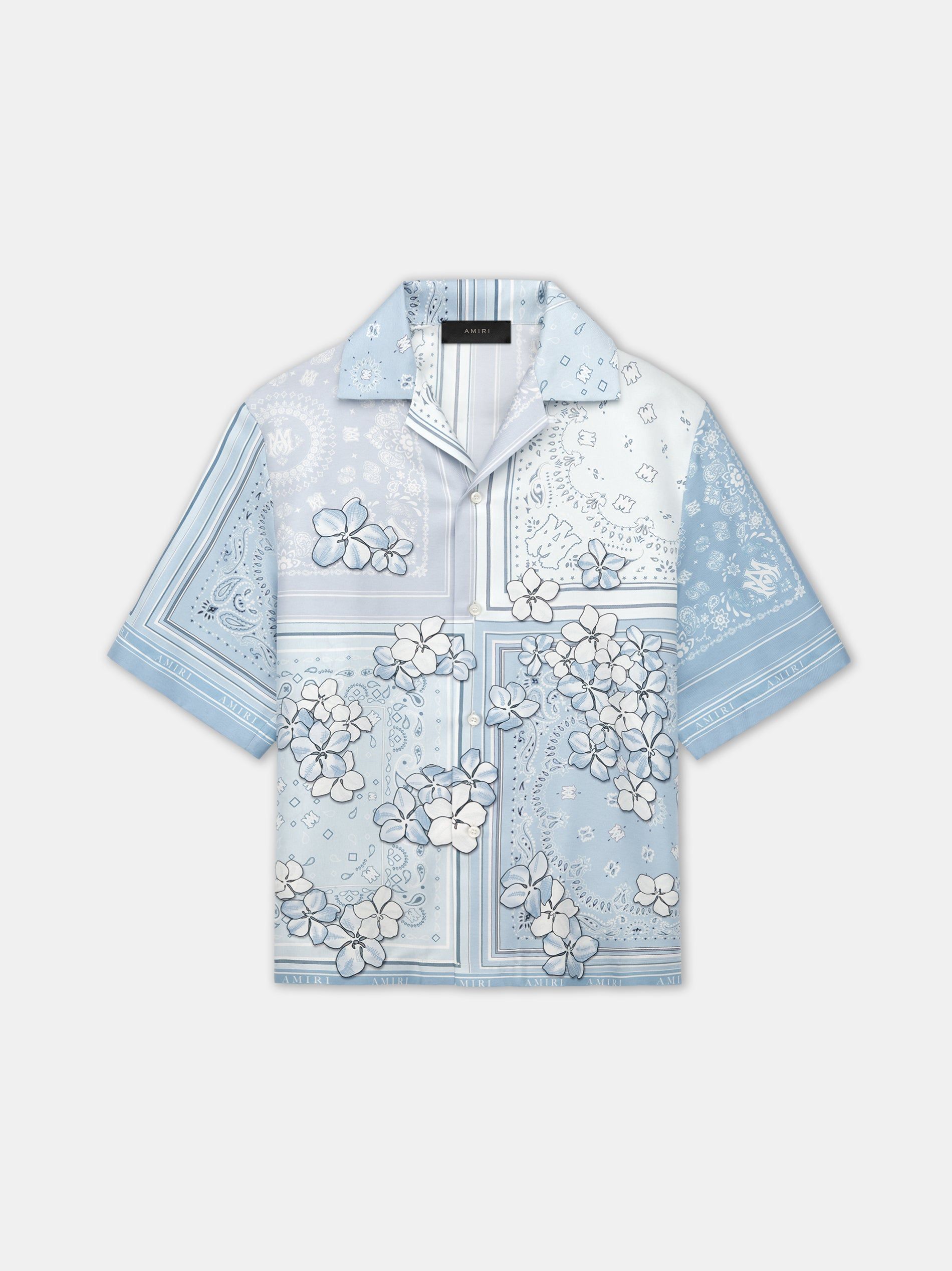 Camisas Amiri Bandana Floral Bowling Shirt Hombre Cerulean | CZQWJT-273