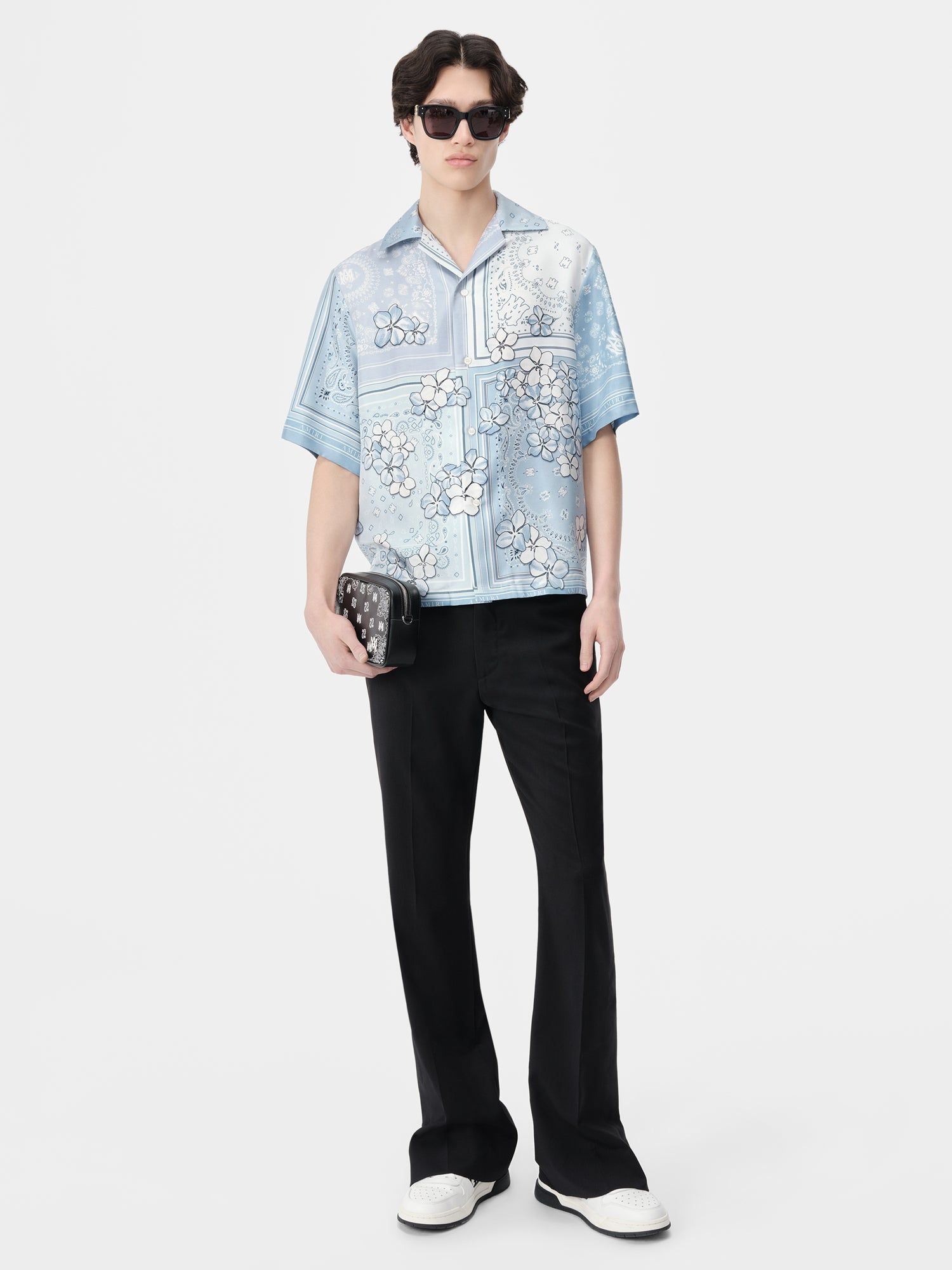 Camisas Amiri Bandana Floral Bowling Shirt Hombre Cerulean | CZQWJT-273