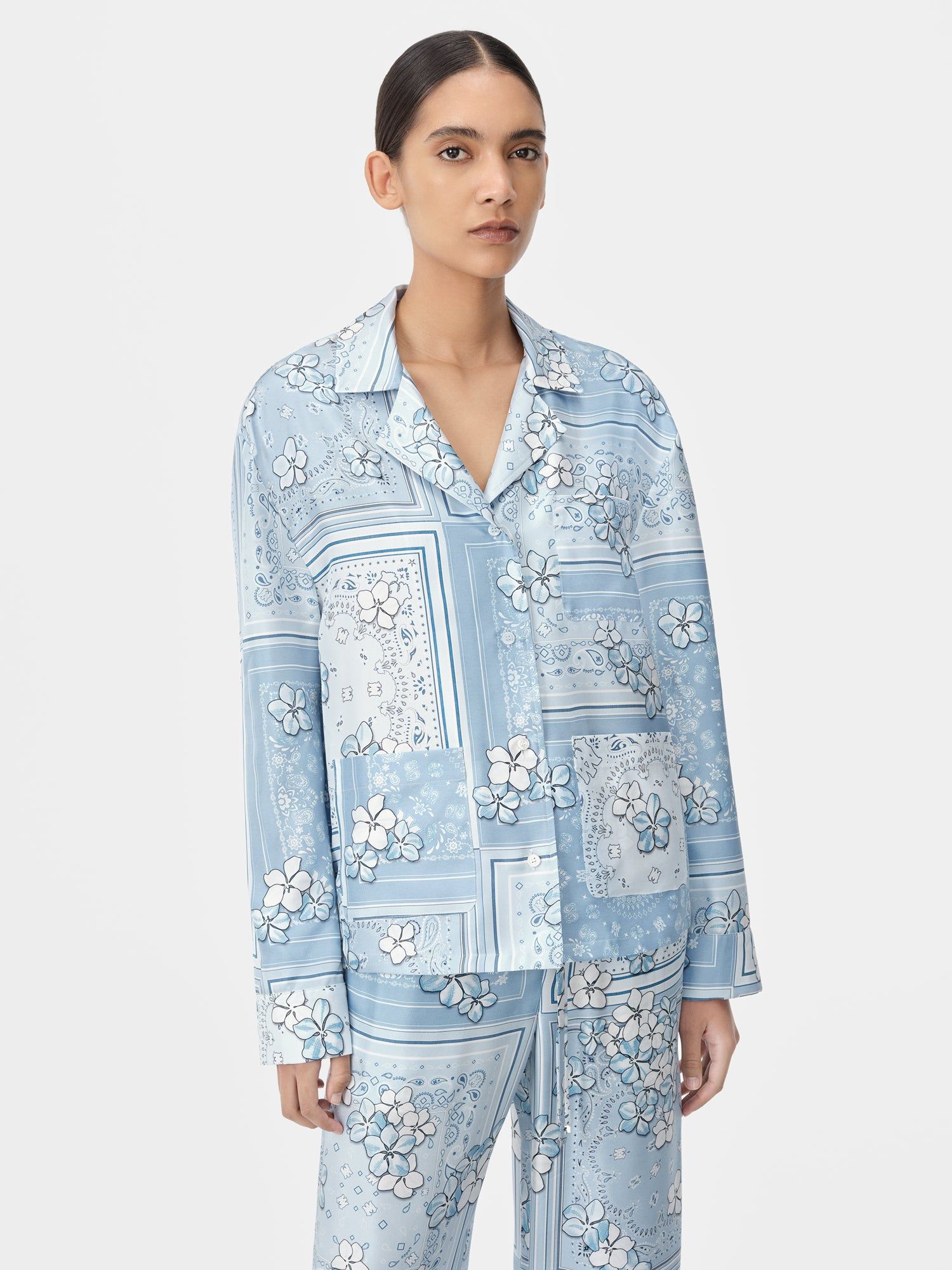 Camisas Amiri Bandana Floral Pj Shirt Mujer Cerulean | WRCONE-235