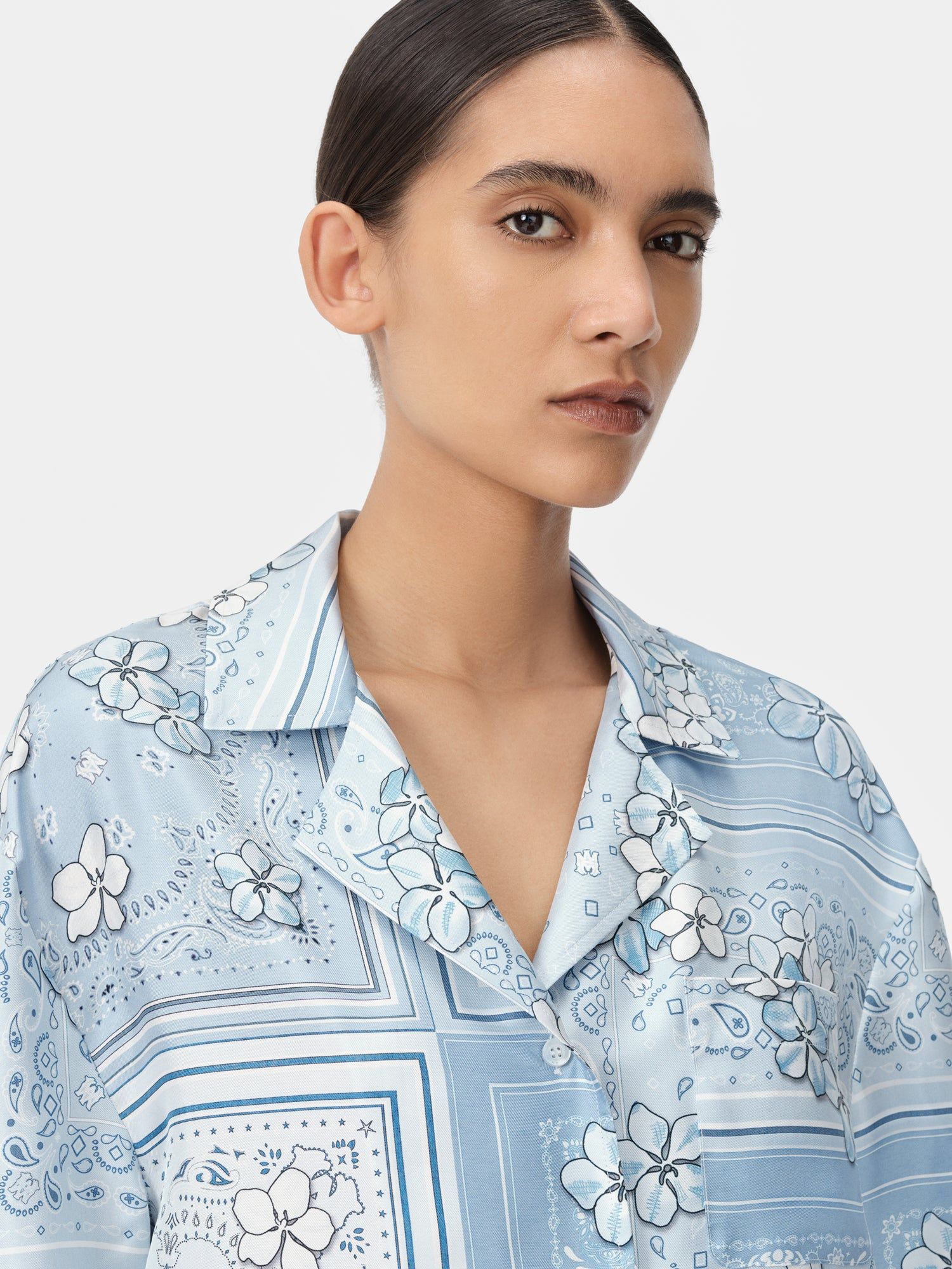 Camisas Amiri Bandana Floral Pj Shirt Mujer Cerulean | WRCONE-235
