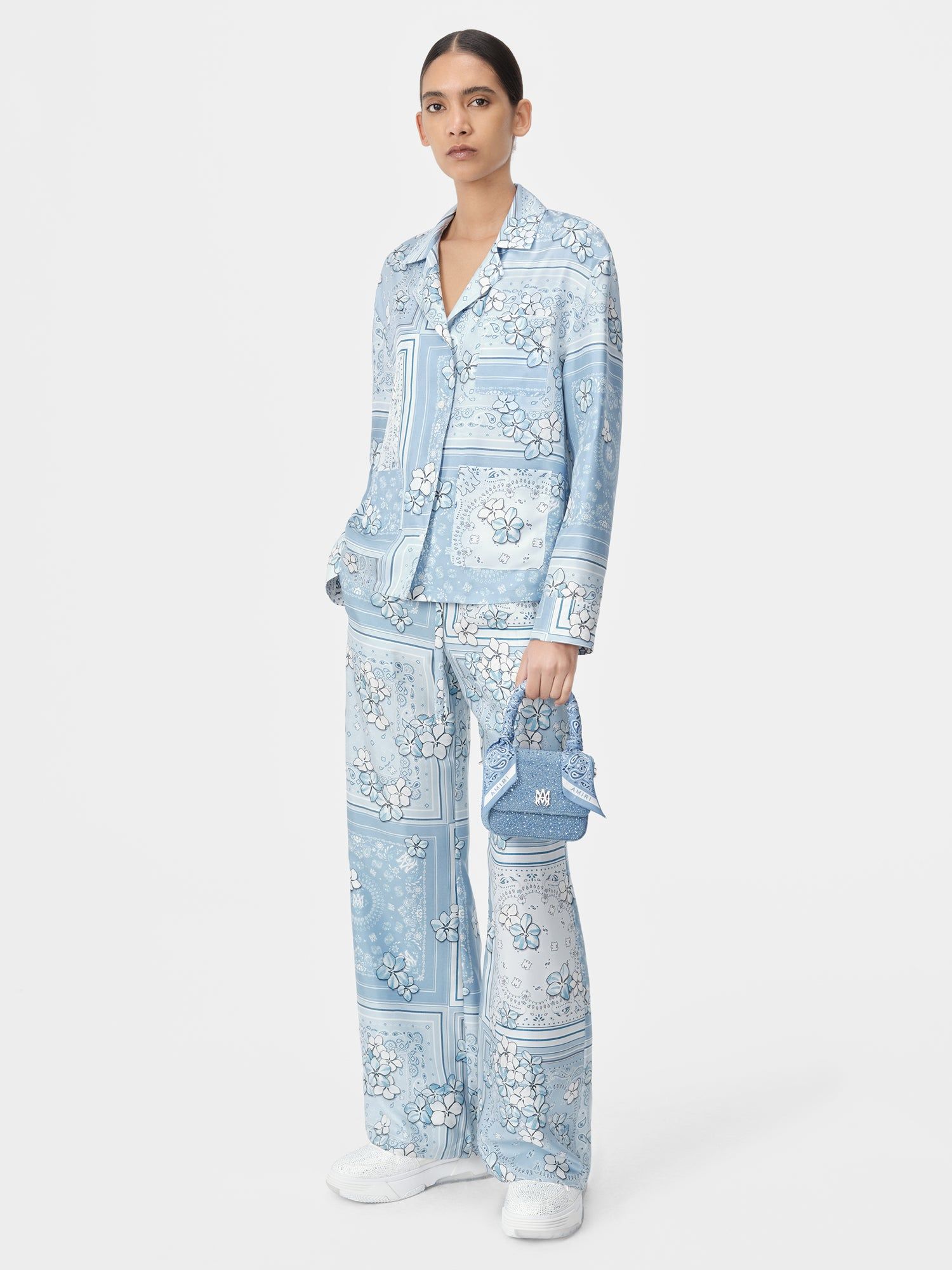Camisas Amiri Bandana Floral Pj Shirt Mujer Cerulean | WRCONE-235