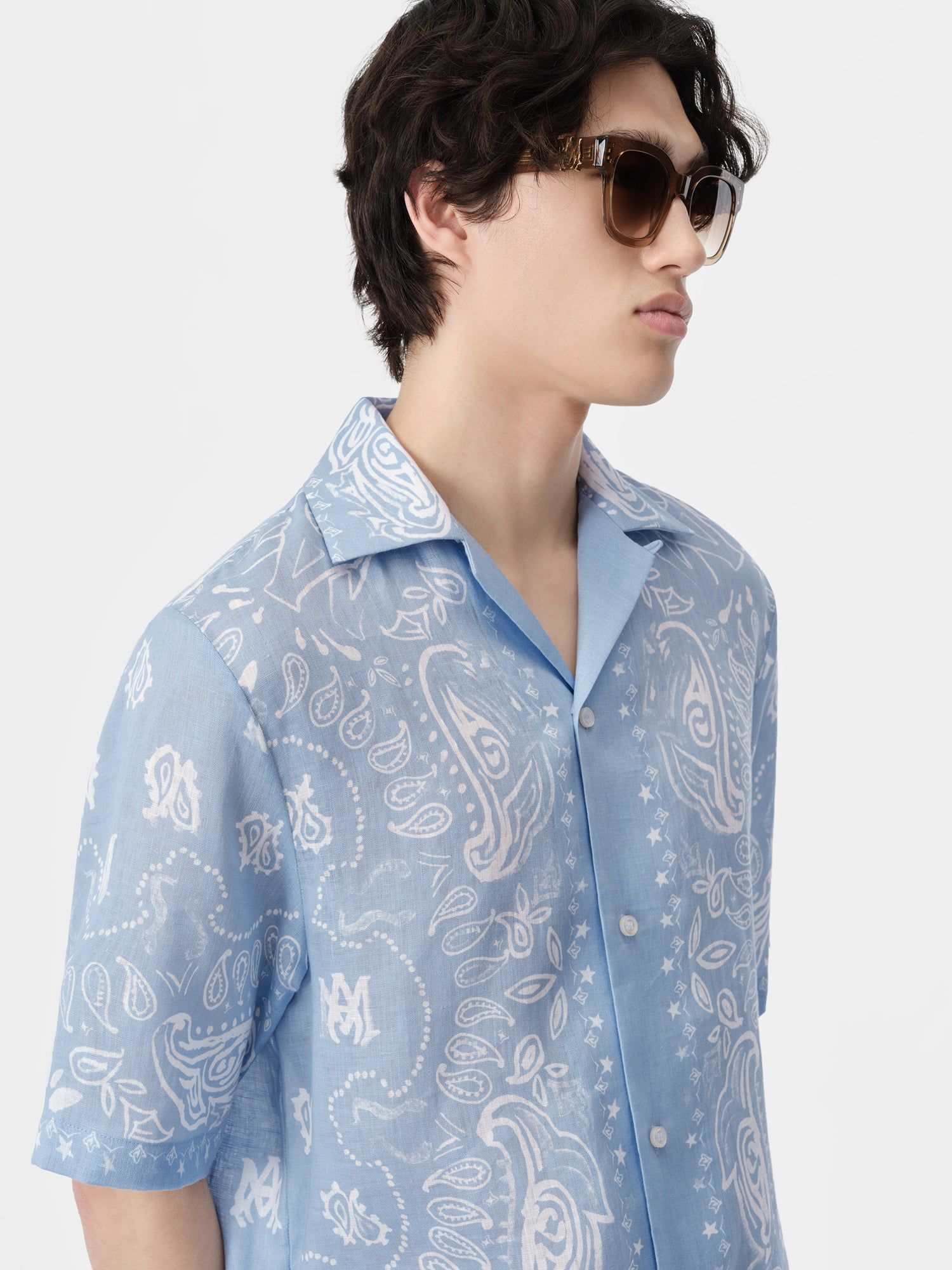 Camisas Amiri Bandana Watercolor Camp Shirt Hombre Cerulean | LEHNWB-472