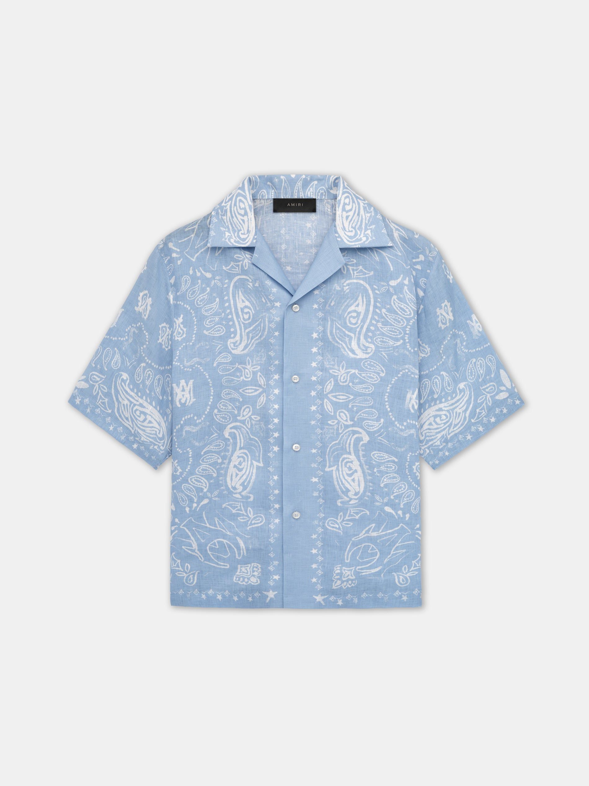 Camisas Amiri Bandana Watercolor Camp Shirt Hombre Cerulean | LEHNWB-472