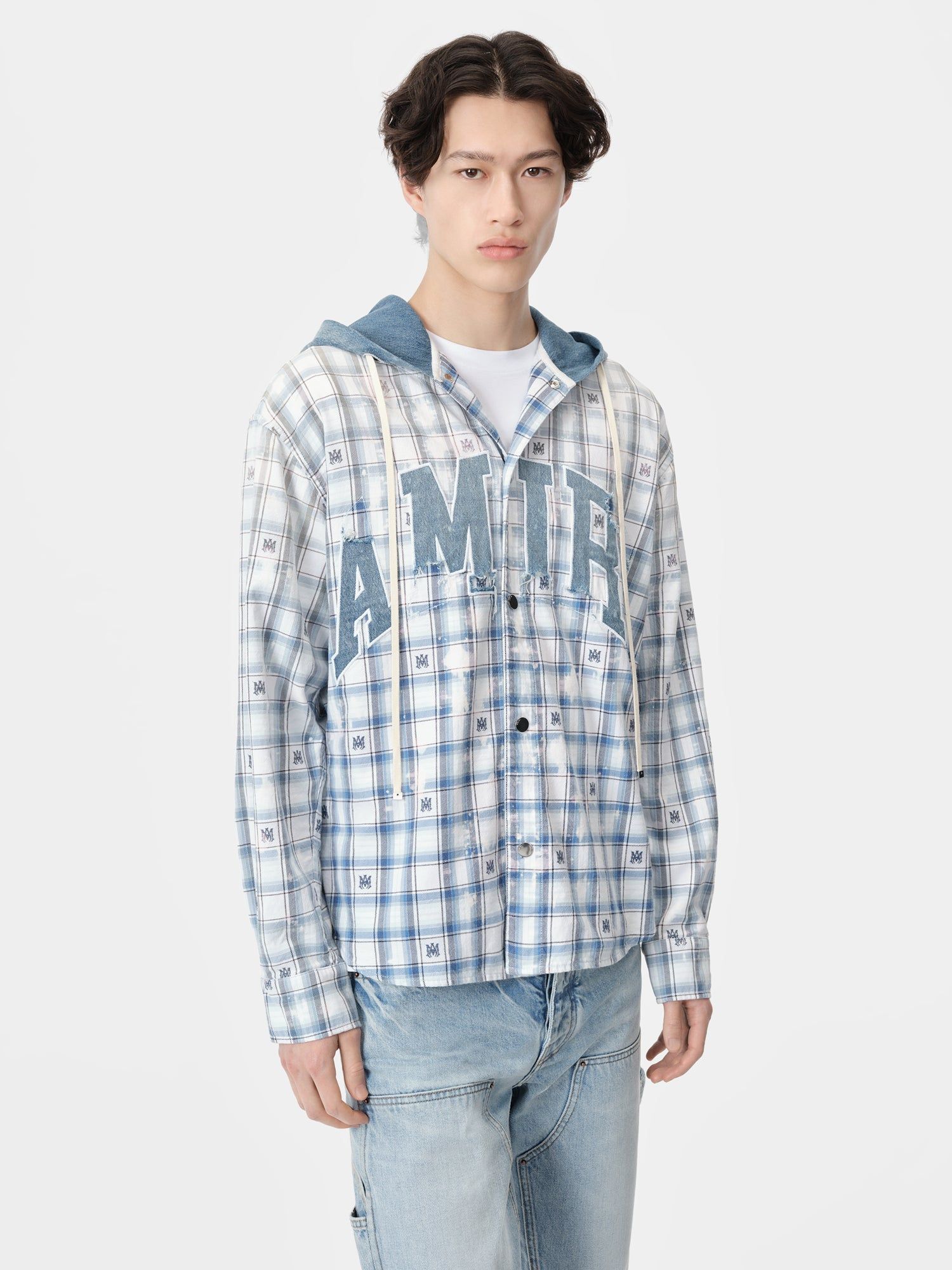 Camisas Amiri Hooded Overshirt Hombre Cerulean | GYFBRC-395