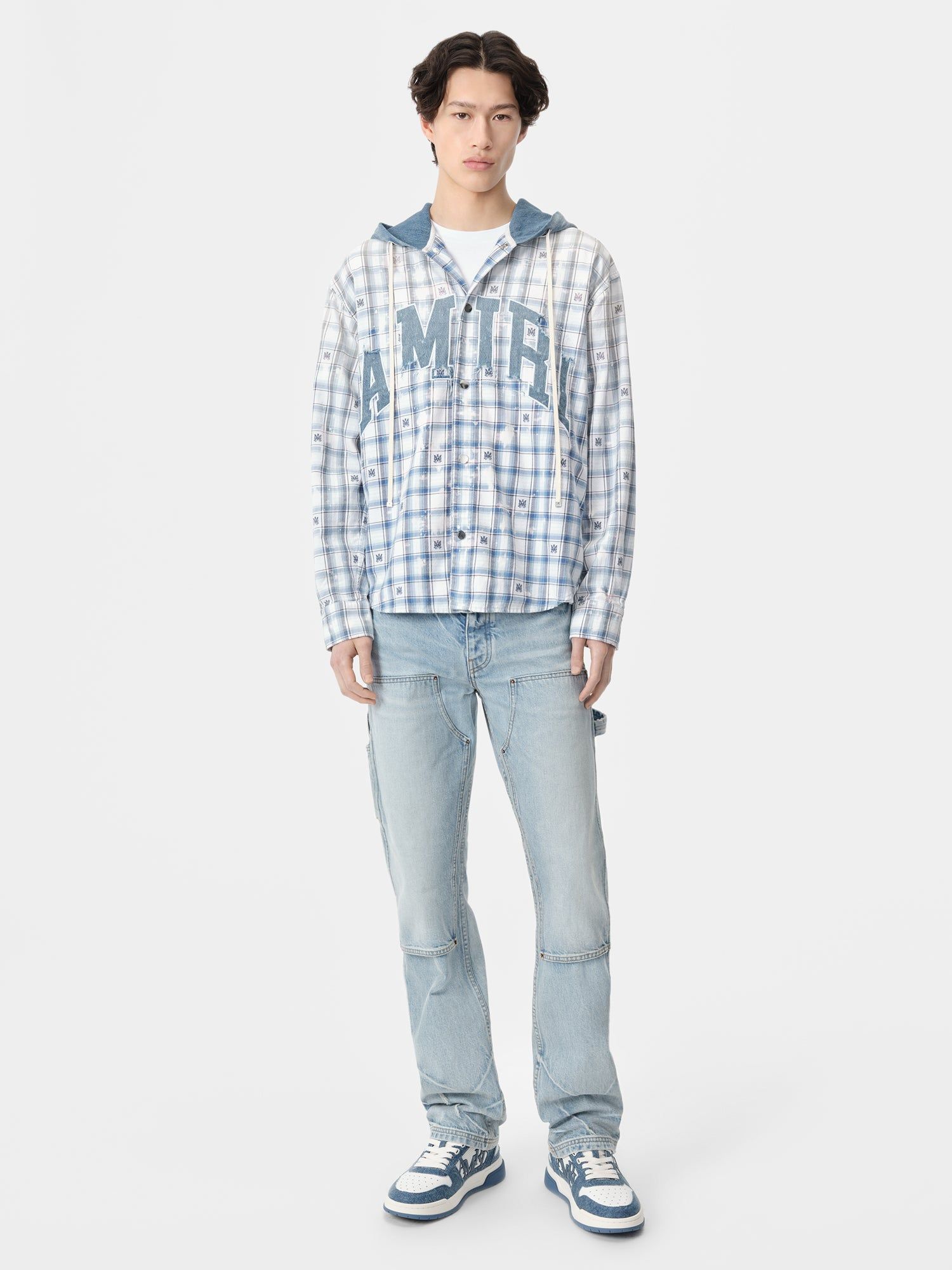 Camisas Amiri Hooded Overshirt Hombre Cerulean | GYFBRC-395