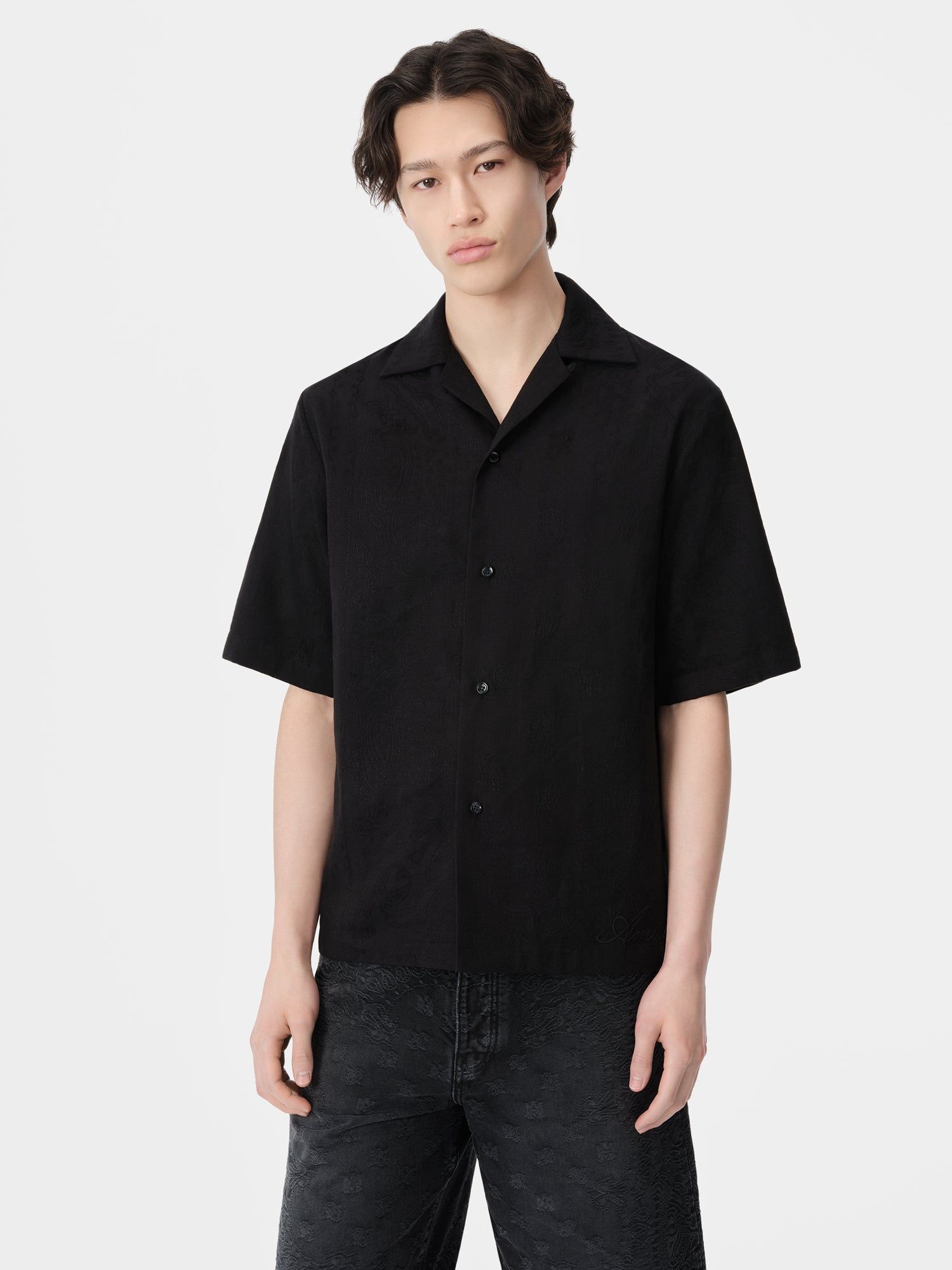 Camisas Amiri Ma Bandana Linen Camp Shirt Hombre Negros | YPIHDL-405