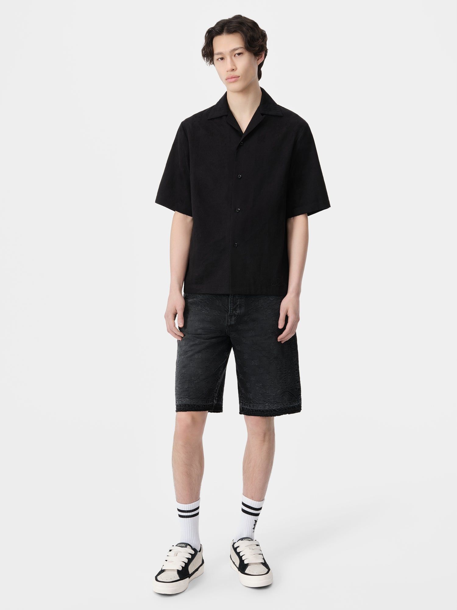 Camisas Amiri Ma Bandana Linen Camp Shirt Hombre Negros | YPIHDL-405
