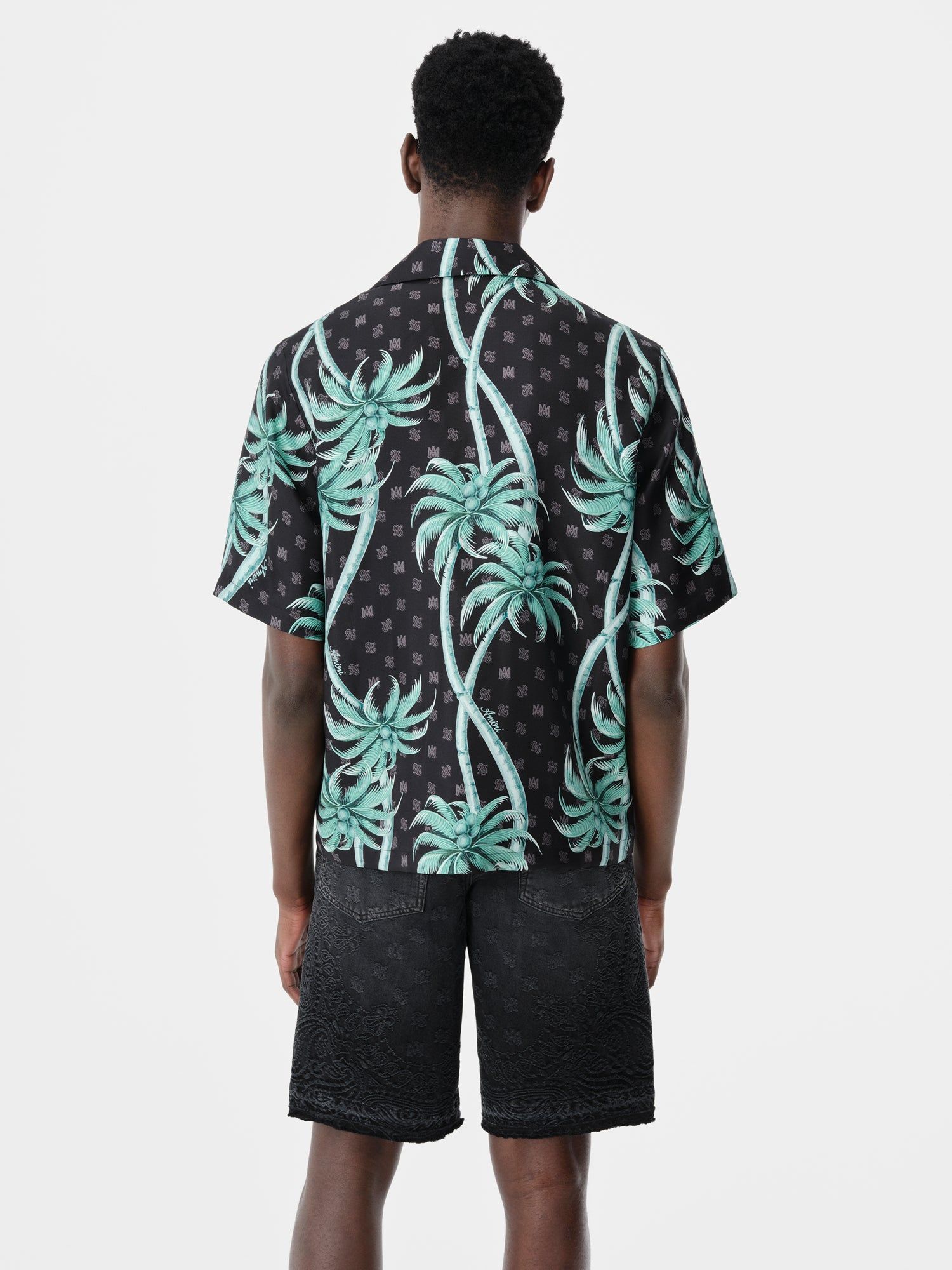 Camisas Amiri Palm Bowling Shirt Hombre Negros | POWHKX-846