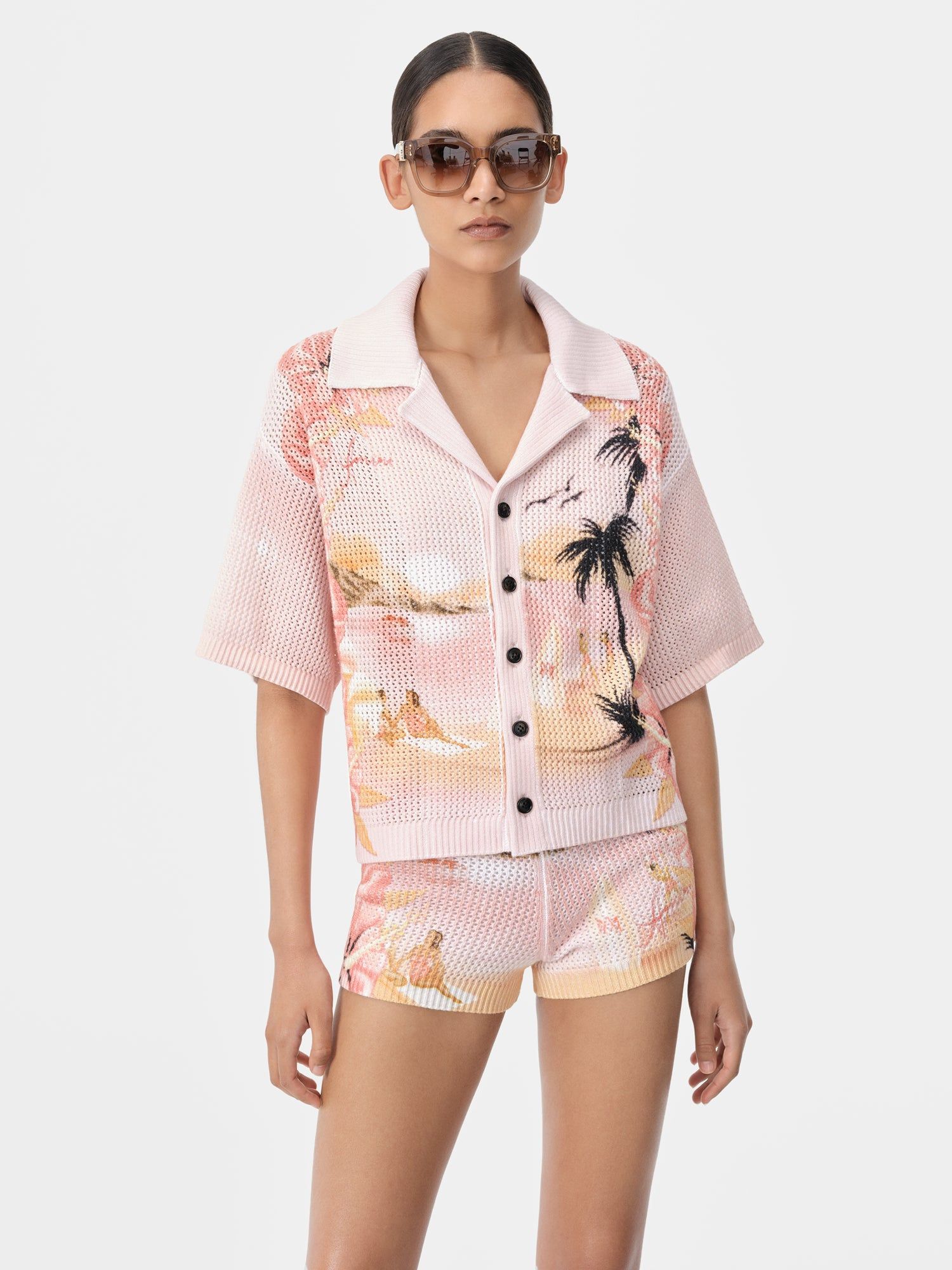 Camisas Amiri Paradise Crochet Polo Mujer Rosewater | FEMIKQ-149