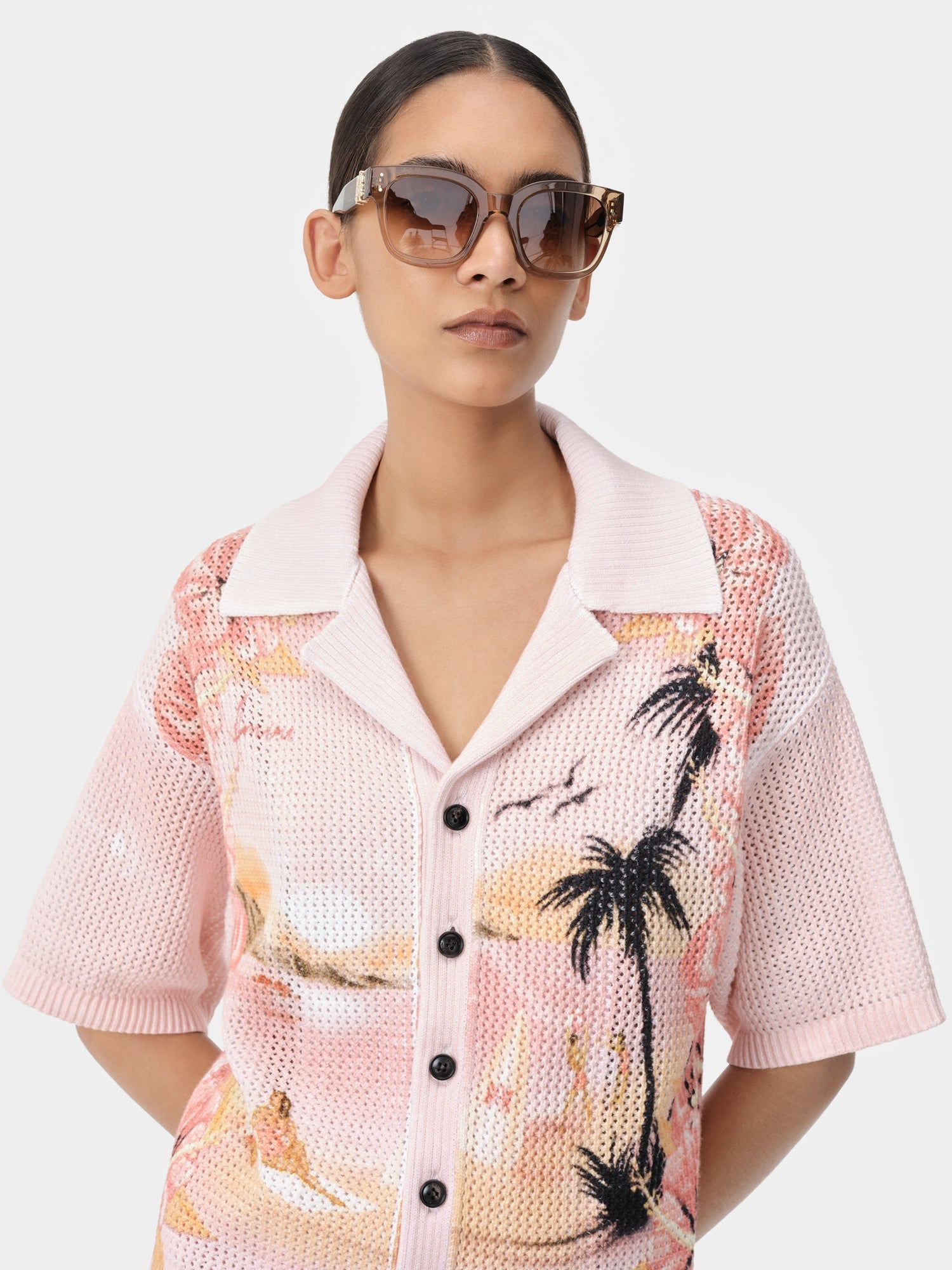 Camisas Amiri Paradise Crochet Polo Mujer Rosewater | FEMIKQ-149