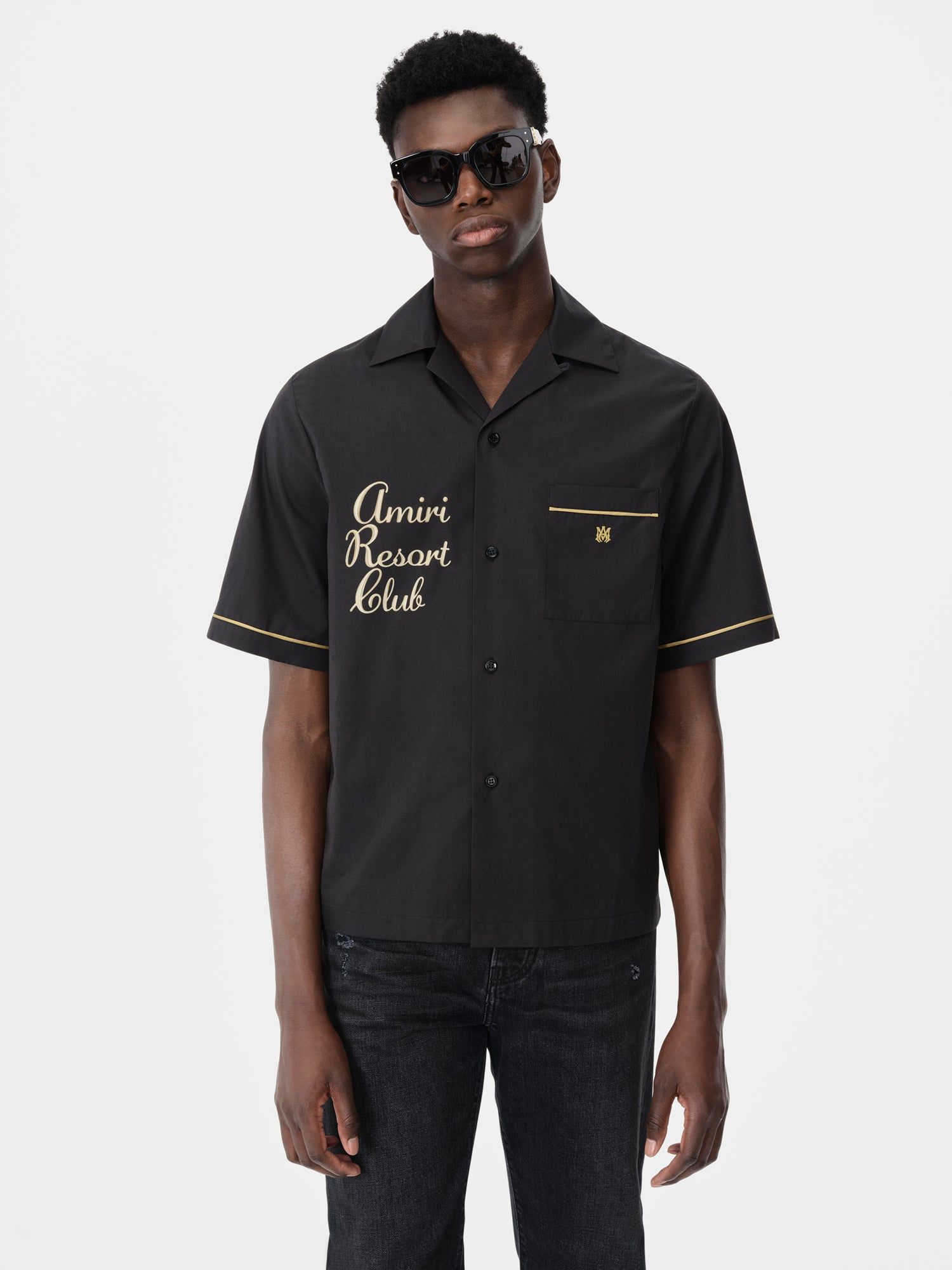 Camisas Amiri Resort Club Embroidered Shirt Hombre Negros | MFVDOK-298