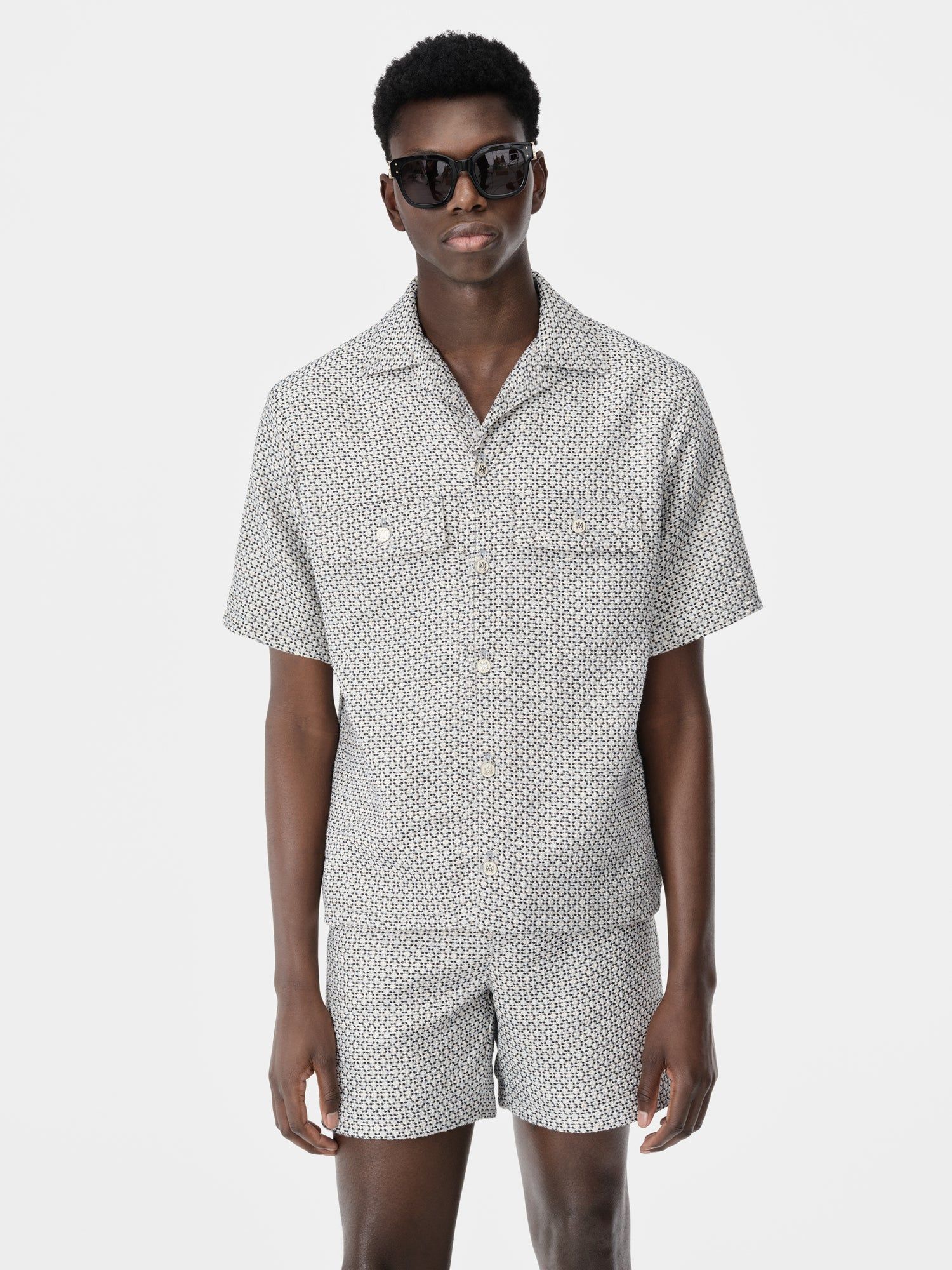 Camisas Amiri Tweed Camp Shirt Hombre Cerulean | HOBMGT-624