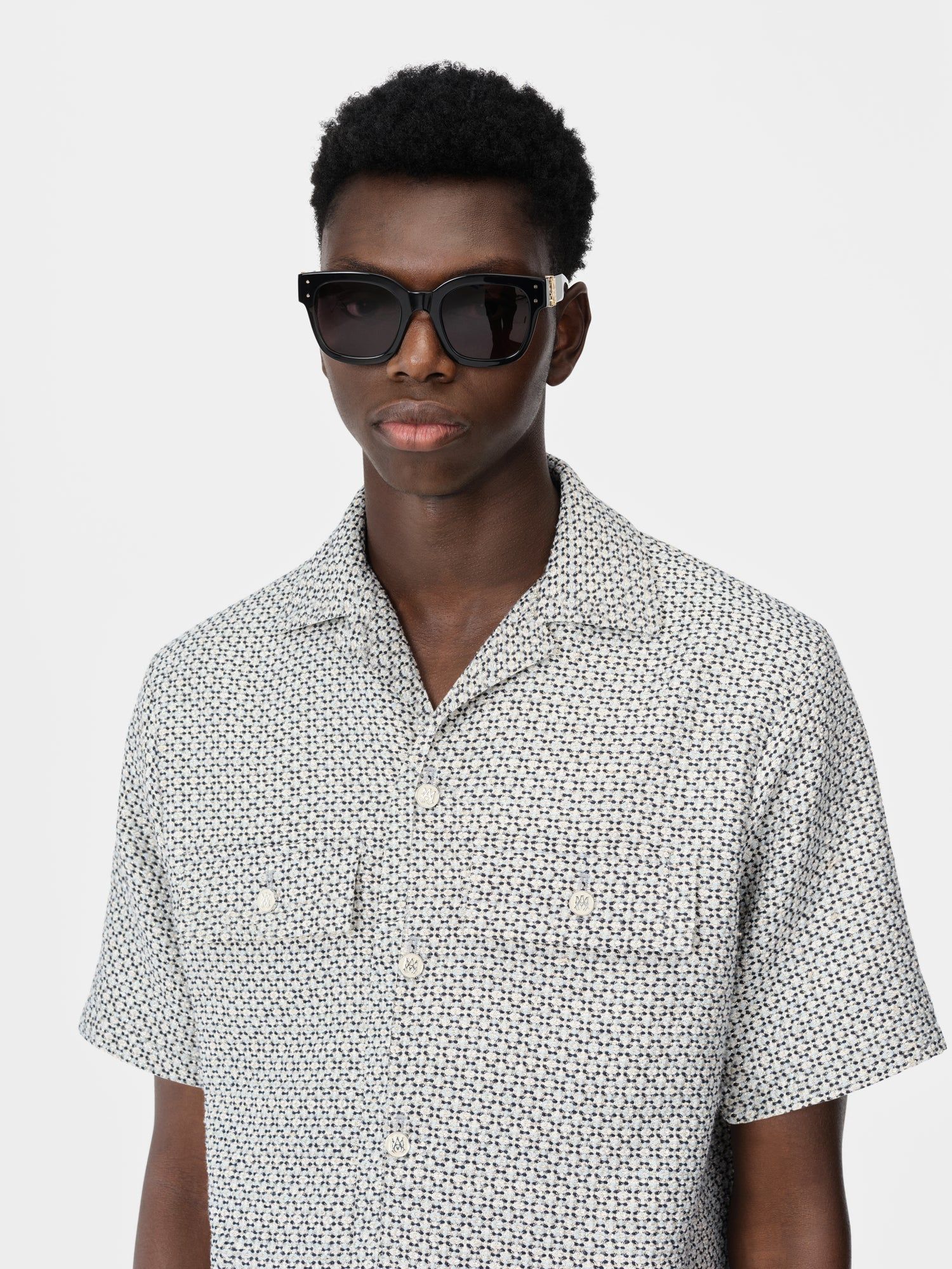 Camisas Amiri Tweed Camp Shirt Hombre Cerulean | HOBMGT-624