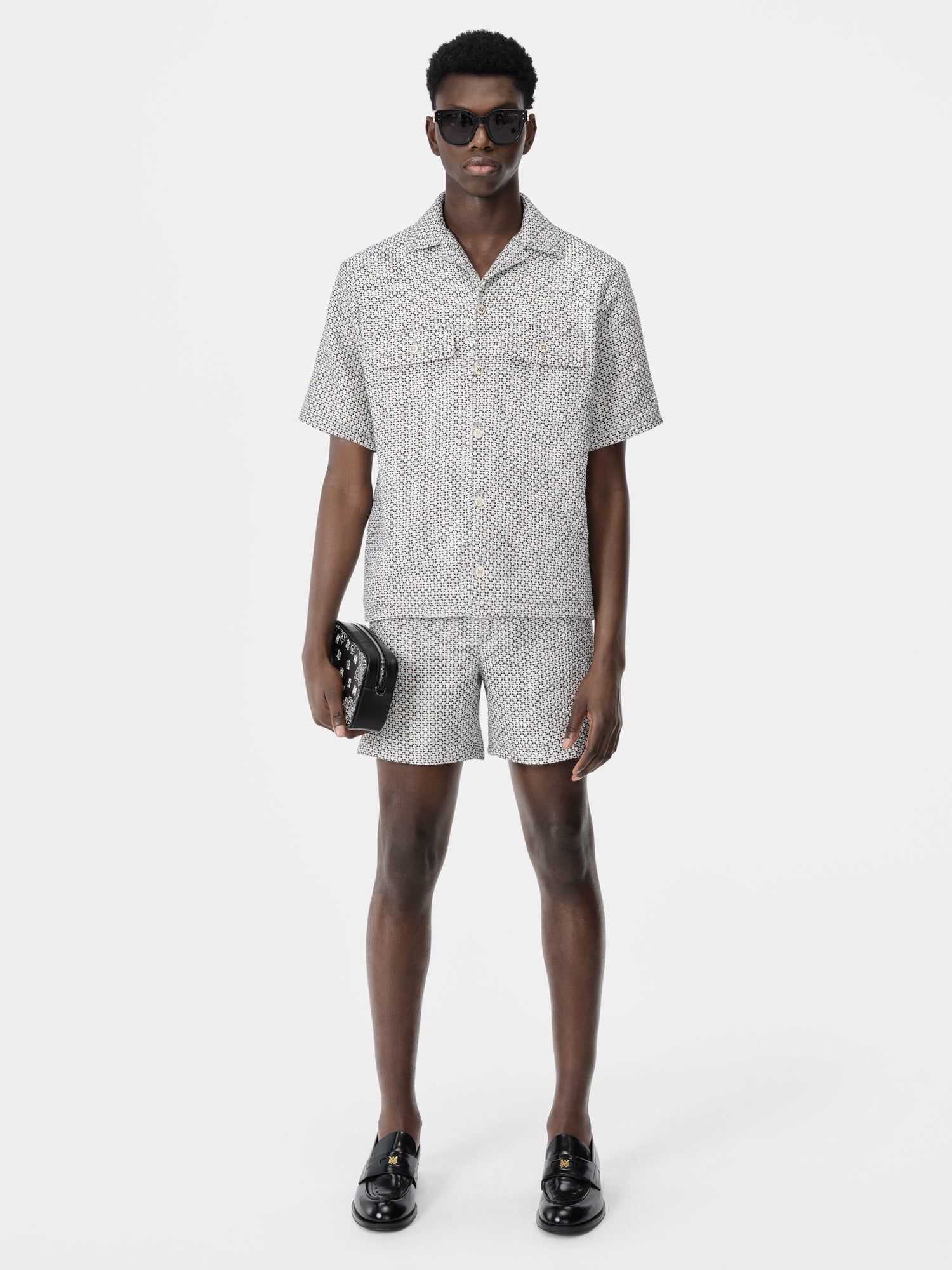 Camisas Amiri Tweed Camp Shirt Hombre Cerulean | HOBMGT-624