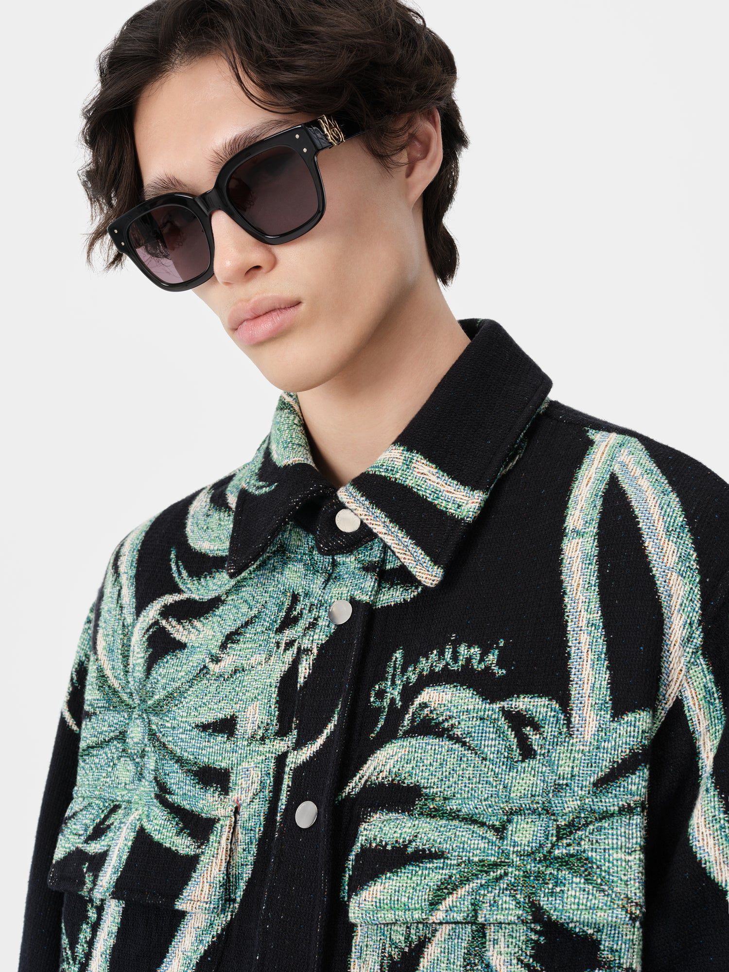 Camisas Amiri Twisted Palms Tapestry Overshirt Hombre Negros | LCPDMI-235
