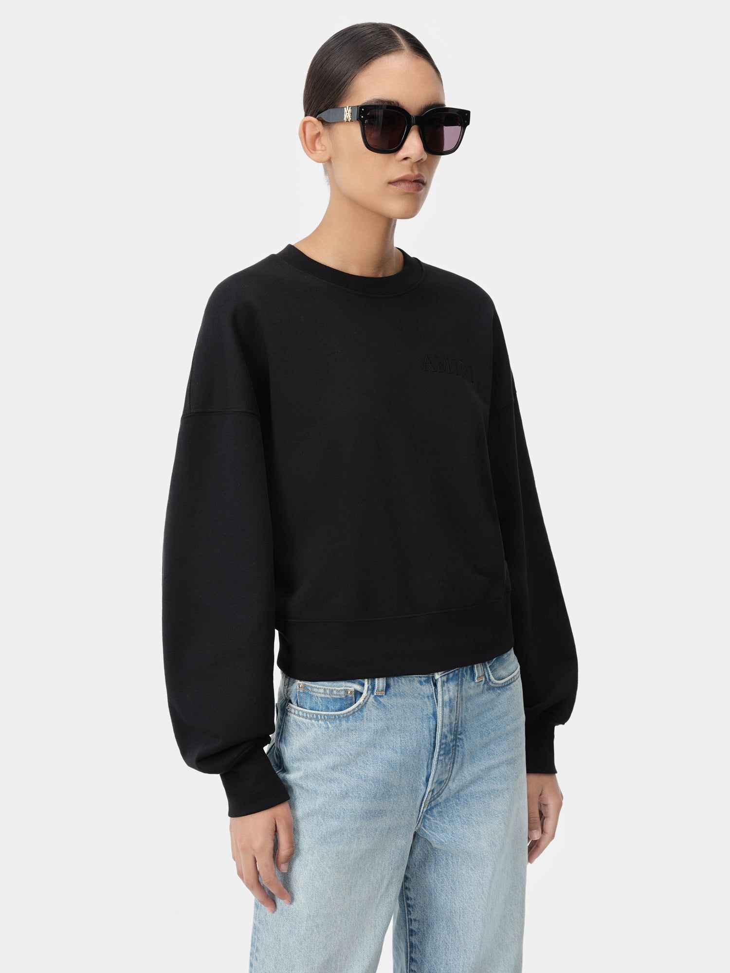 Camiseta Amiri Embroidered Crew Mujer Negros | JTKMIA-854