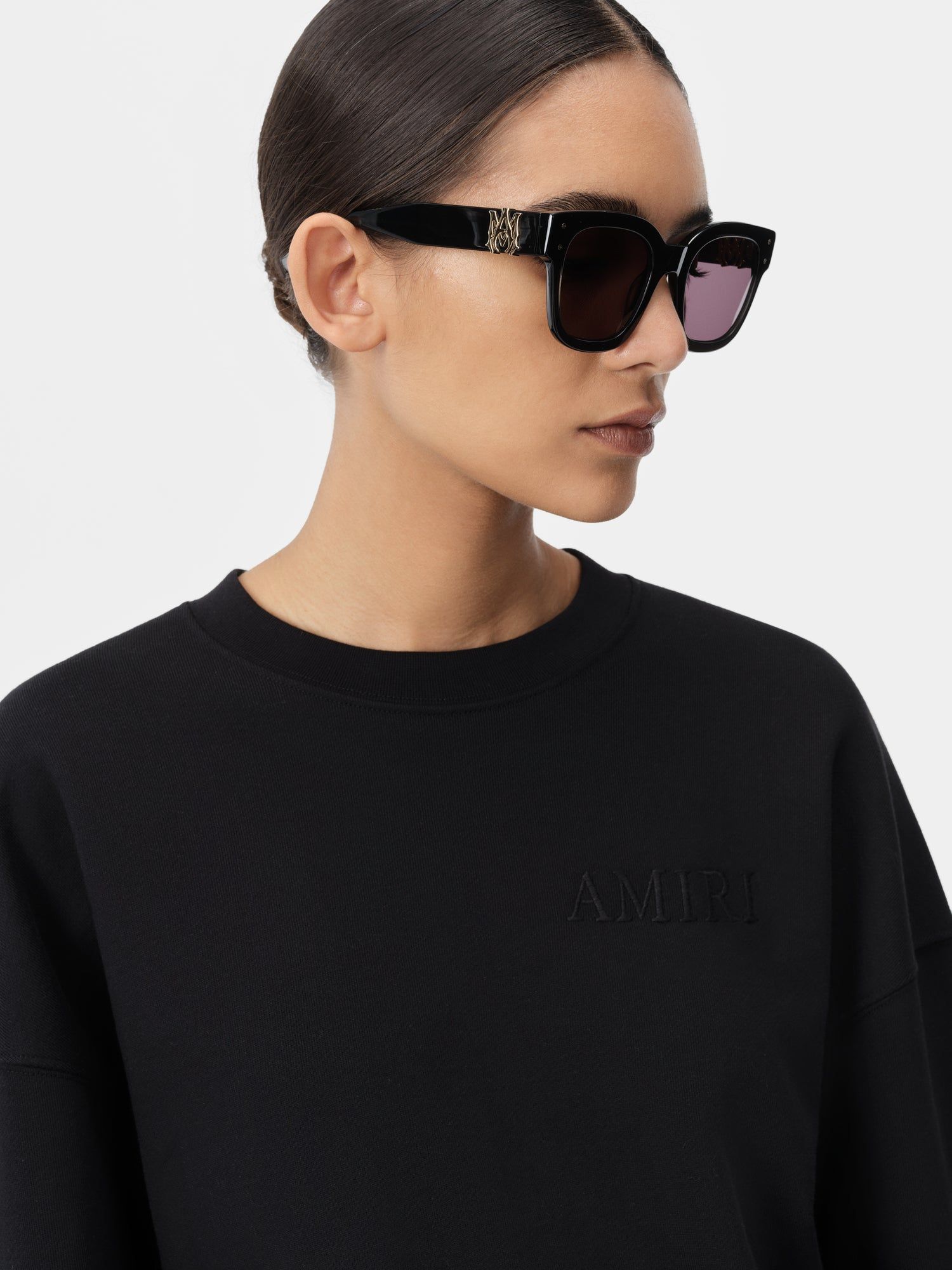 Camiseta Amiri Embroidered Crew Mujer Negros | JTKMIA-854