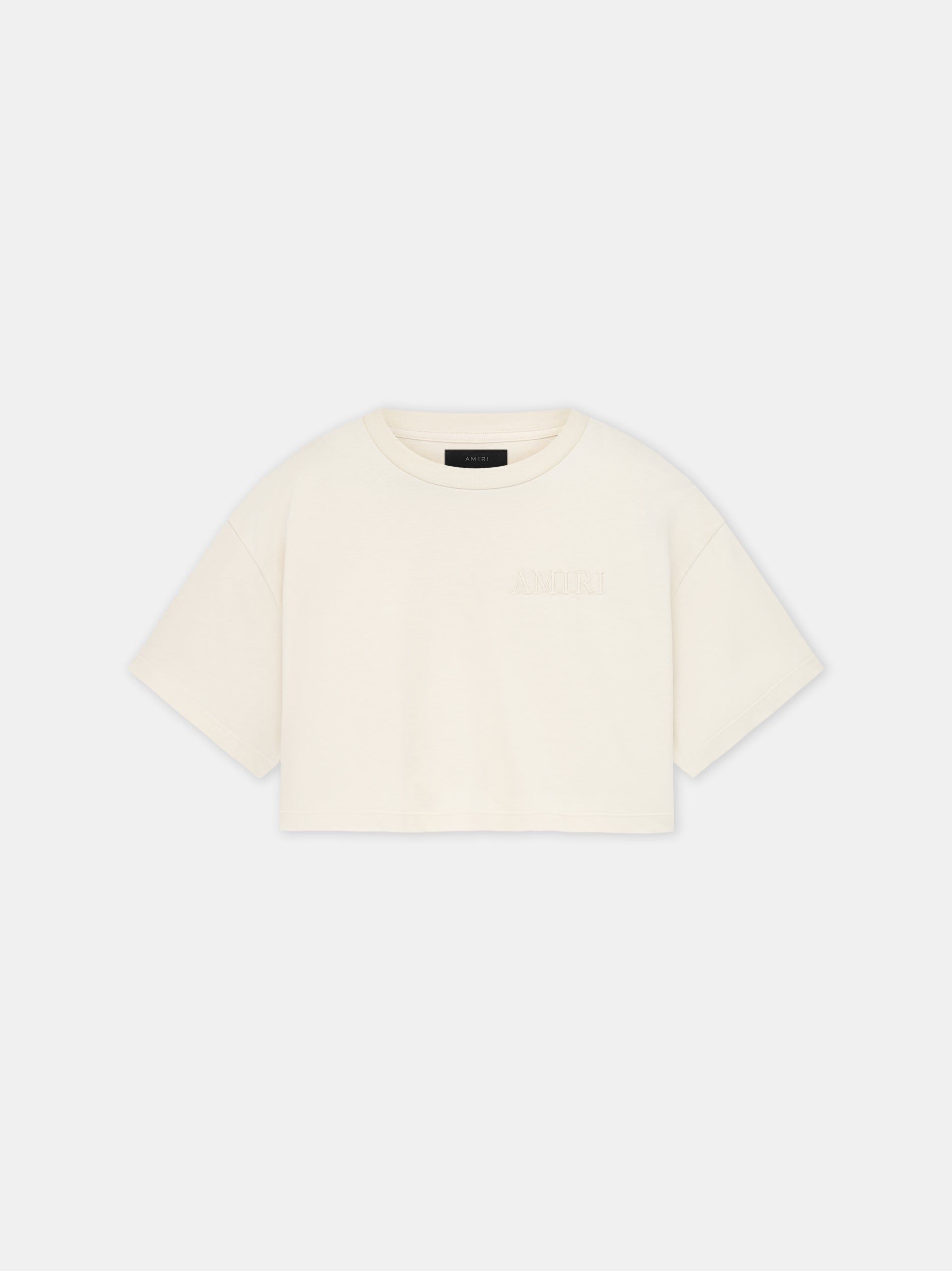 Camiseta Amiri Embroidered Cropped Tee Mujer Alabaster | SJOMHR-973