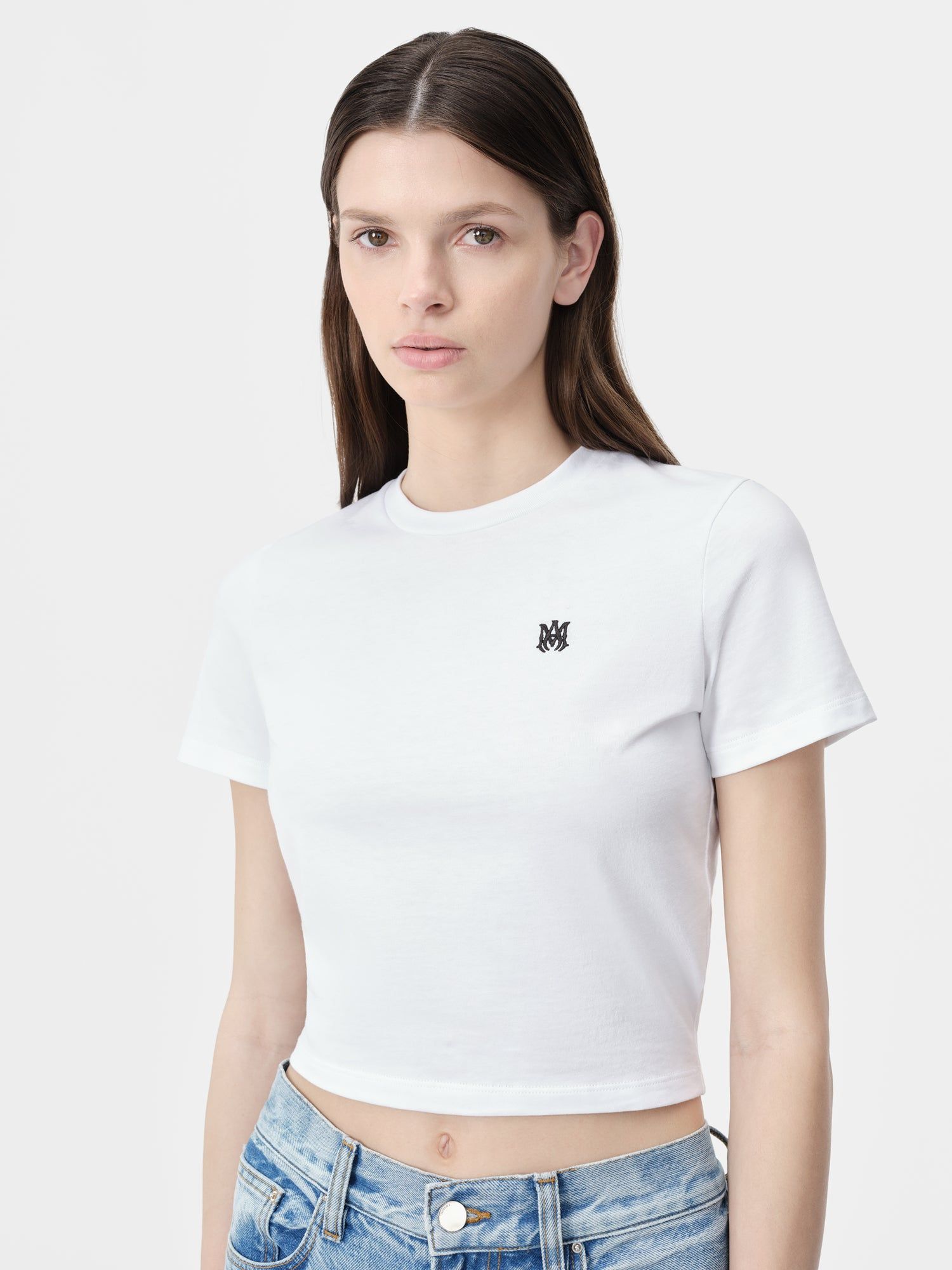 Camiseta Amiri Ma Embroidered Baby Tee Mujer Blancos | MXEBZN-046