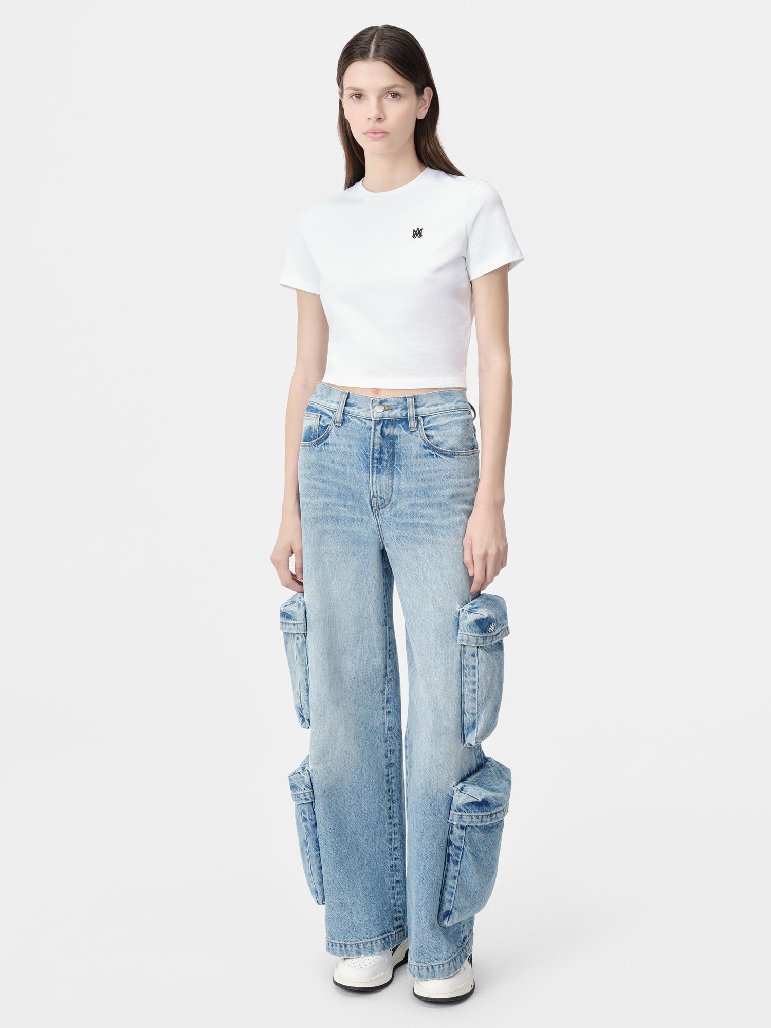 Camiseta Amiri Ma Embroidered Baby Tee Mujer Blancos | MXEBZN-046