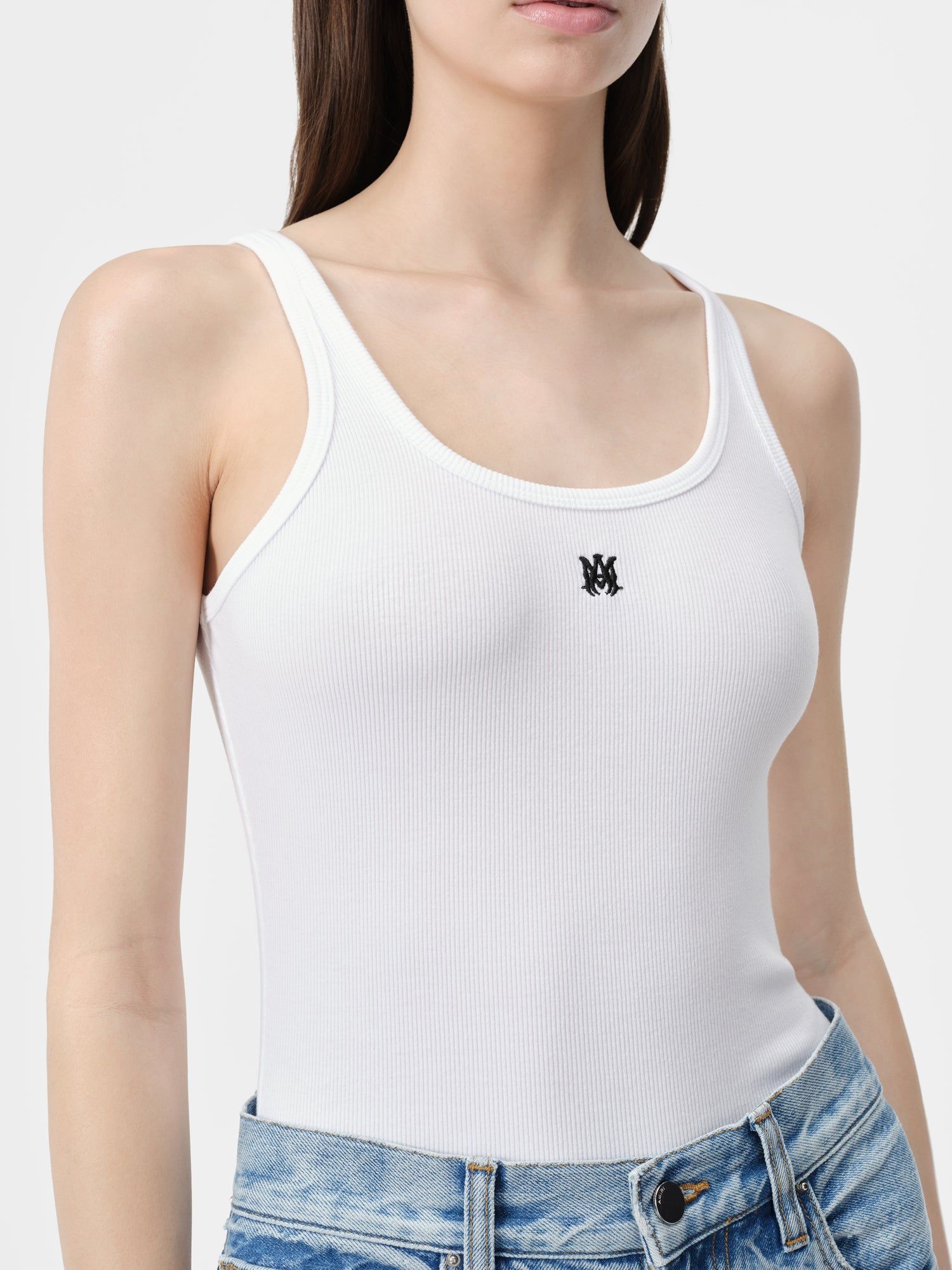 Camiseta Amiri Ma Embroidered Ribbed Tank Mujer Blancos | AVUJMN-208