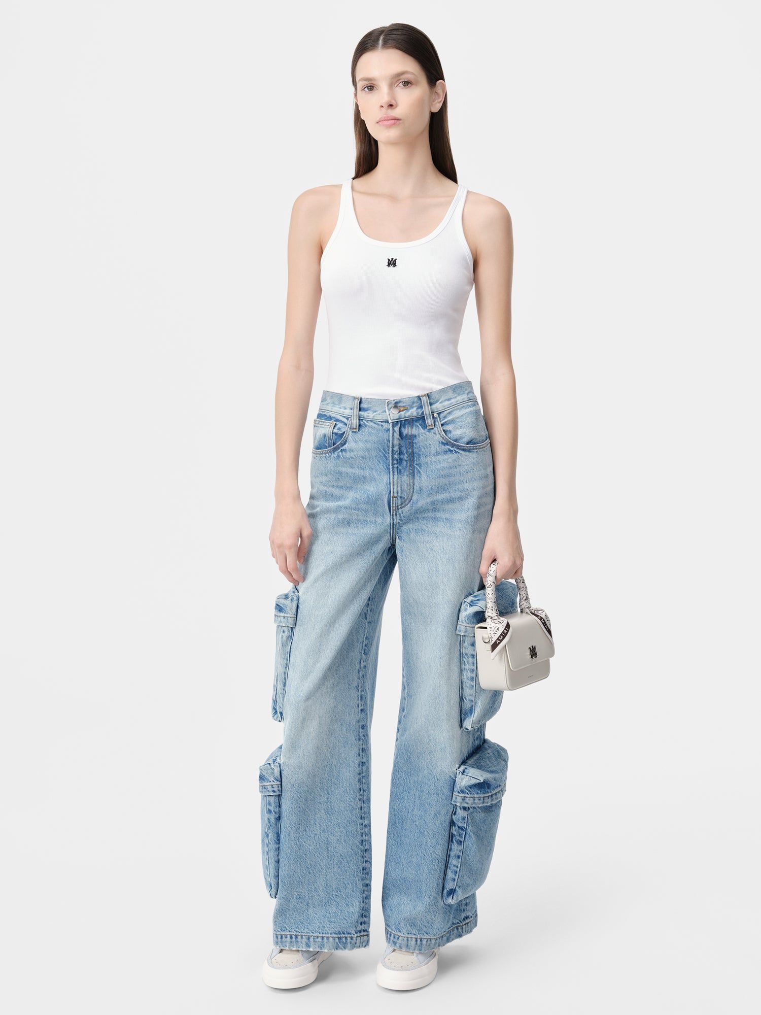 Camiseta Amiri Ma Embroidered Ribbed Tank Mujer Blancos | AVUJMN-208