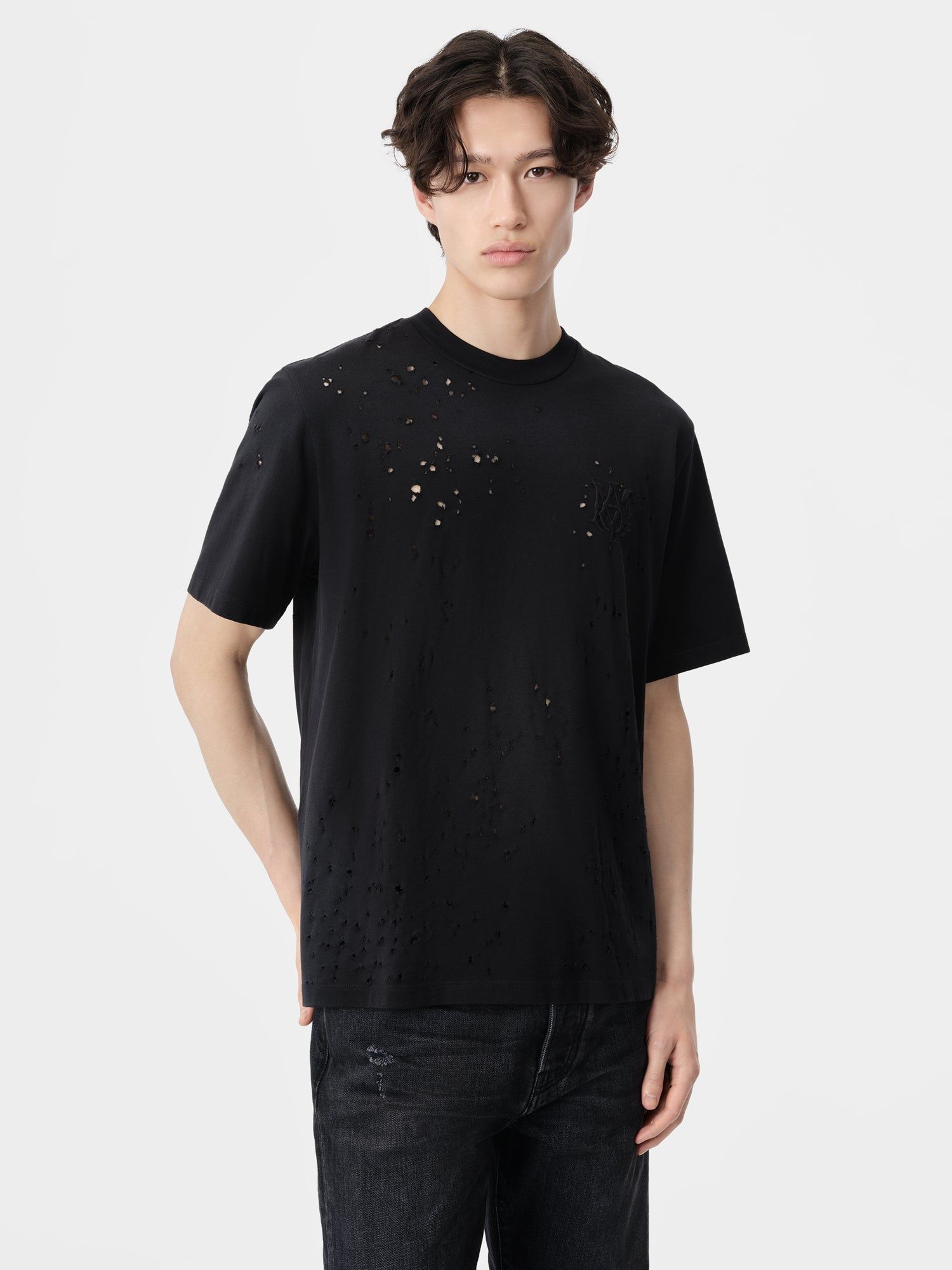 Camiseta Amiri Ma Shotgun Embroidered Tee Hombre Negros | IEADXV-193