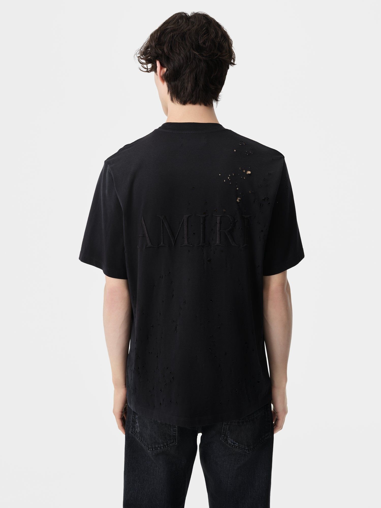 Camiseta Amiri Ma Shotgun Embroidered Tee Hombre Negros | IEADXV-193