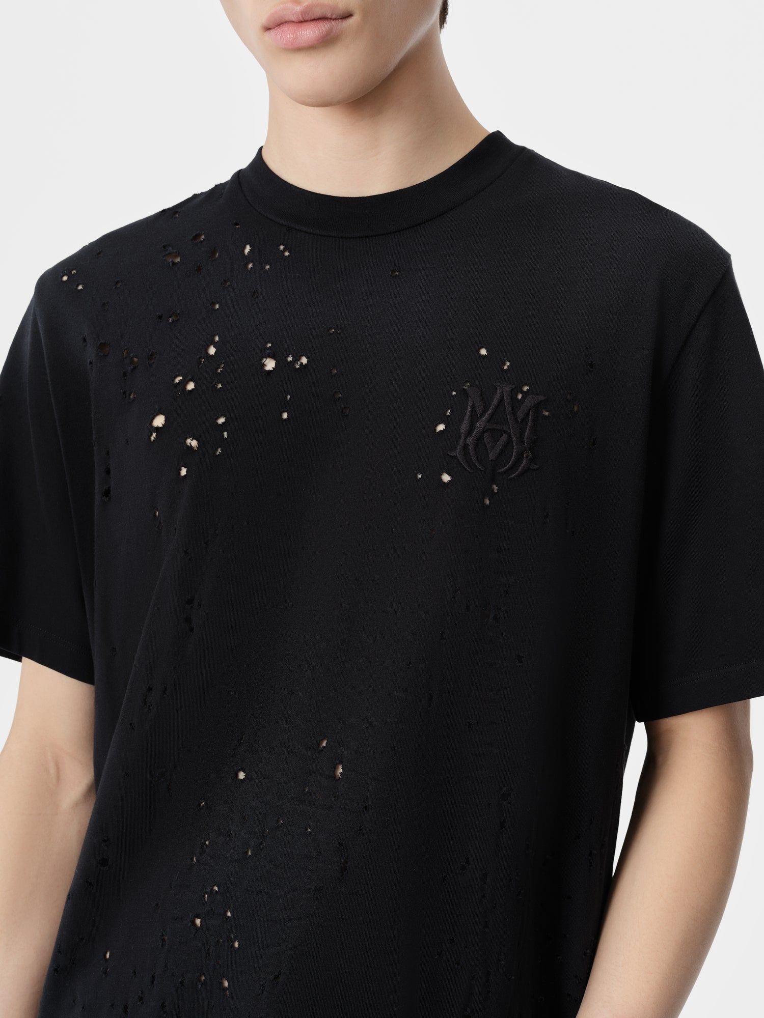 Camiseta Amiri Ma Shotgun Embroidered Tee Hombre Negros | IEADXV-193