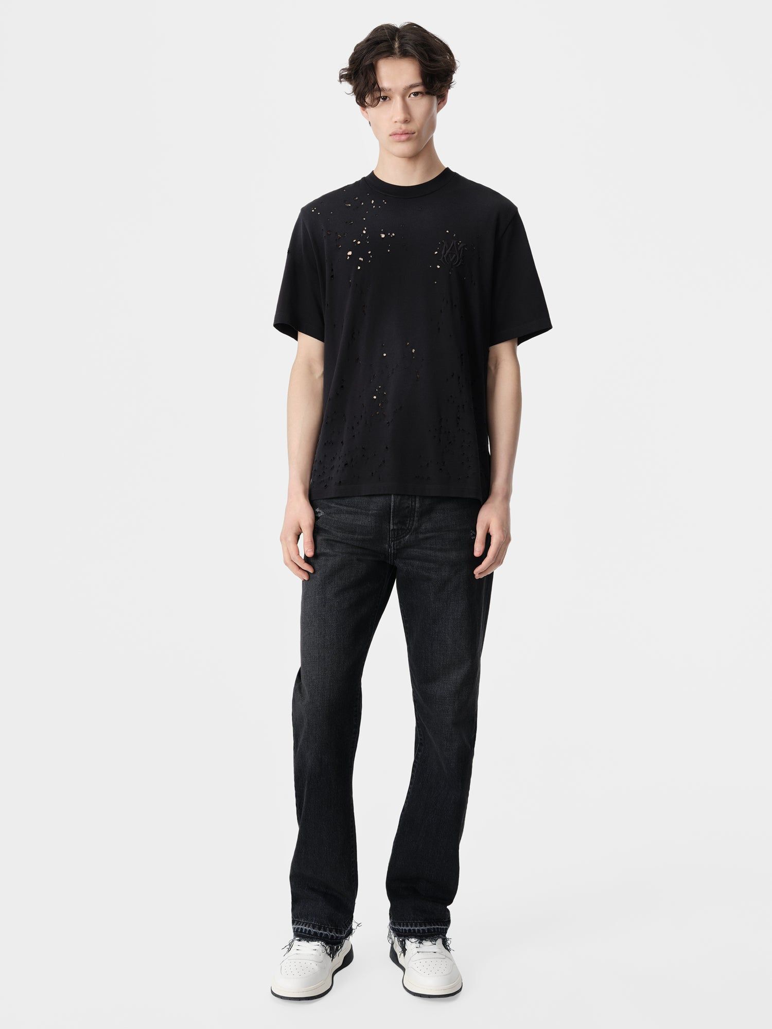 Camiseta Amiri Ma Shotgun Embroidered Tee Hombre Negros | IEADXV-193