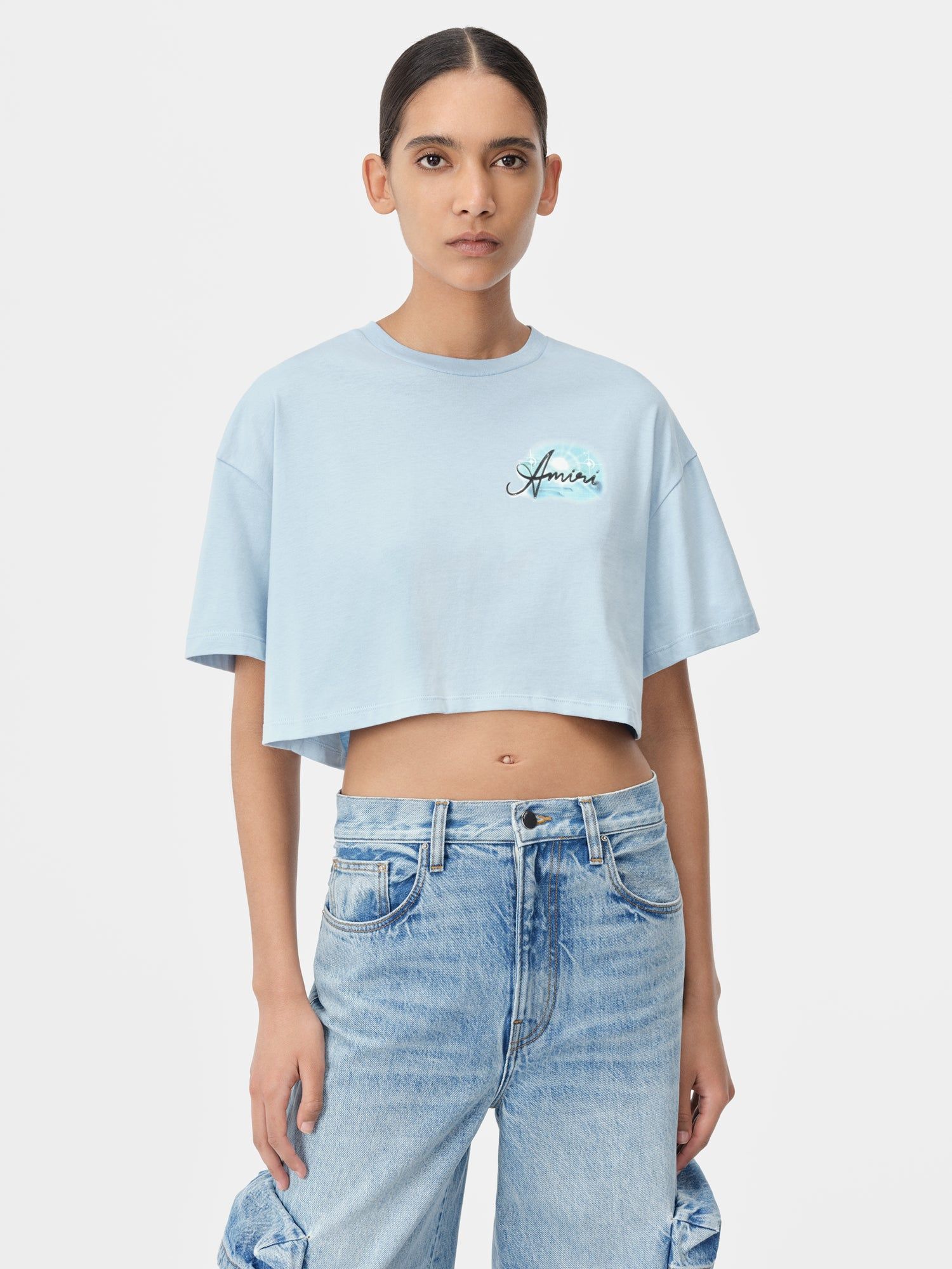 Camiseta Amiri Paradise Airbrush Tee Mujer Cerulean | PKABHT-934