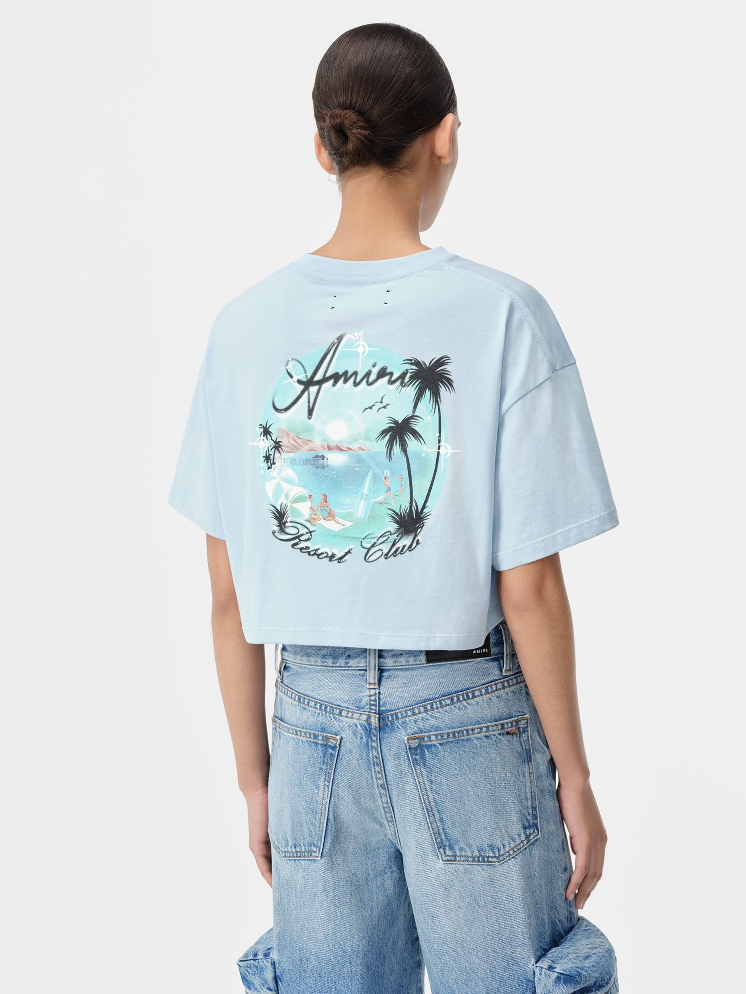 Camiseta Amiri Paradise Airbrush Tee Mujer Cerulean | PKABHT-934